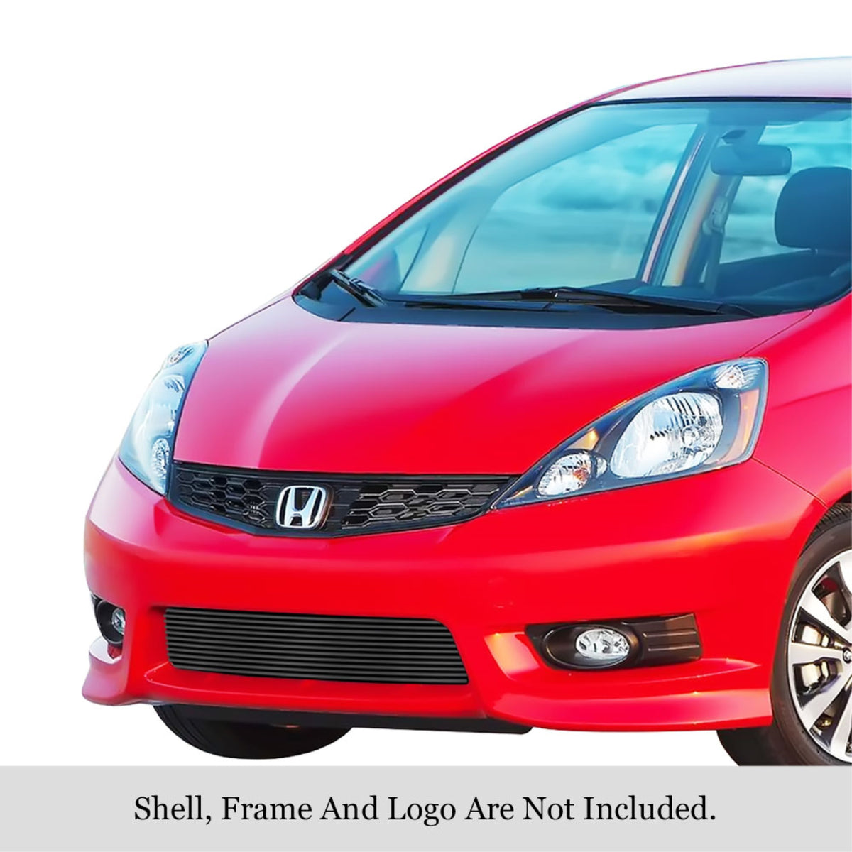 2012-2013 Honda Fit Sport Stainless Steel Black Powder Coated Finish Horizontal Billet Black Stainless Steel Billet Grille