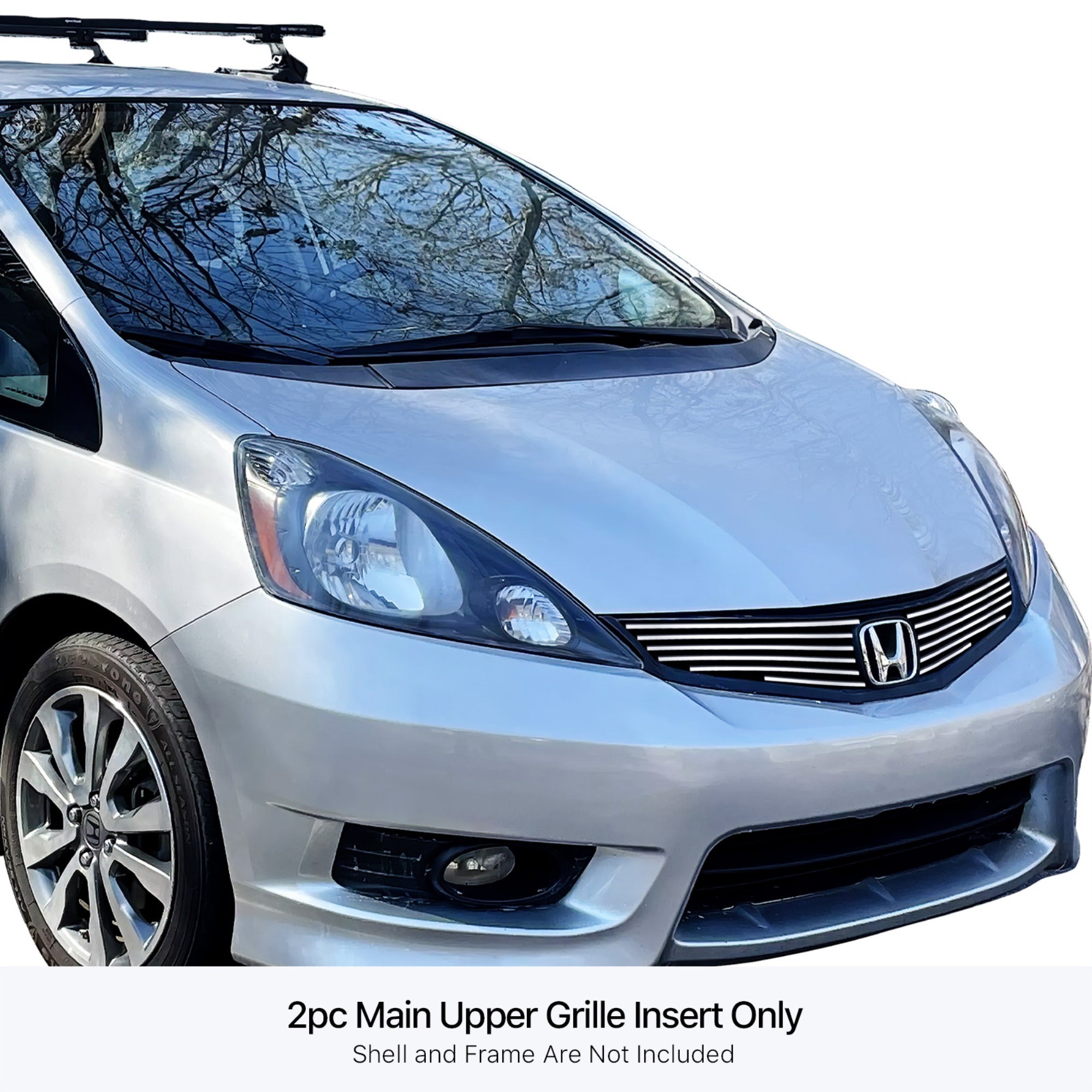 Stainless Steel Main Upper Stainless Steel Billet Grille 2012-2013 Honda Fit Sport With Logo Show