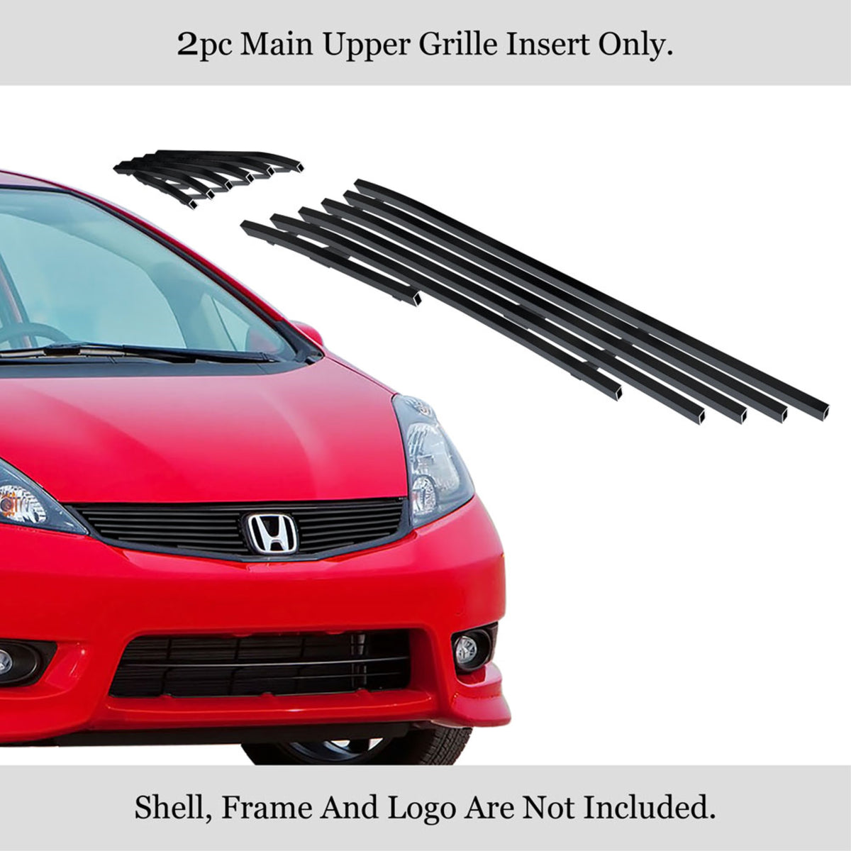2012-2013 Honda Fit Sport With Logo Show Stainless Steel Black Powder Coated Finish Horizontal Billet Black Stainless Steel Billet Grille