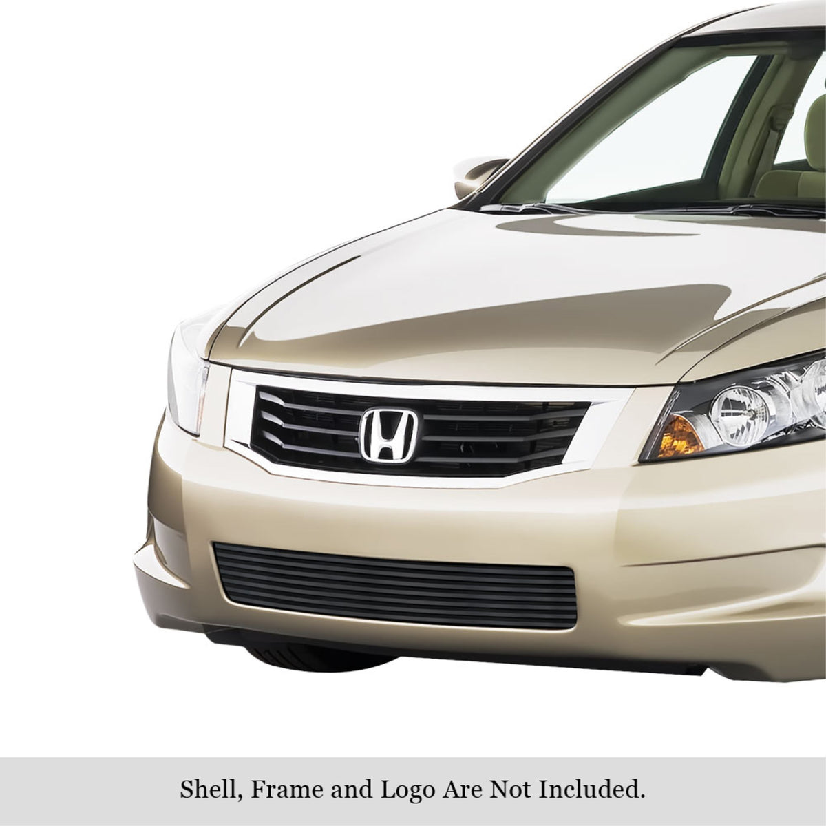 2008-2010 Honda Accord Sedan Not For V6 Stainless Steel Black Powder Coated Finish 8X6 Horizontal Billet Black Stainless Steel Billet Grille