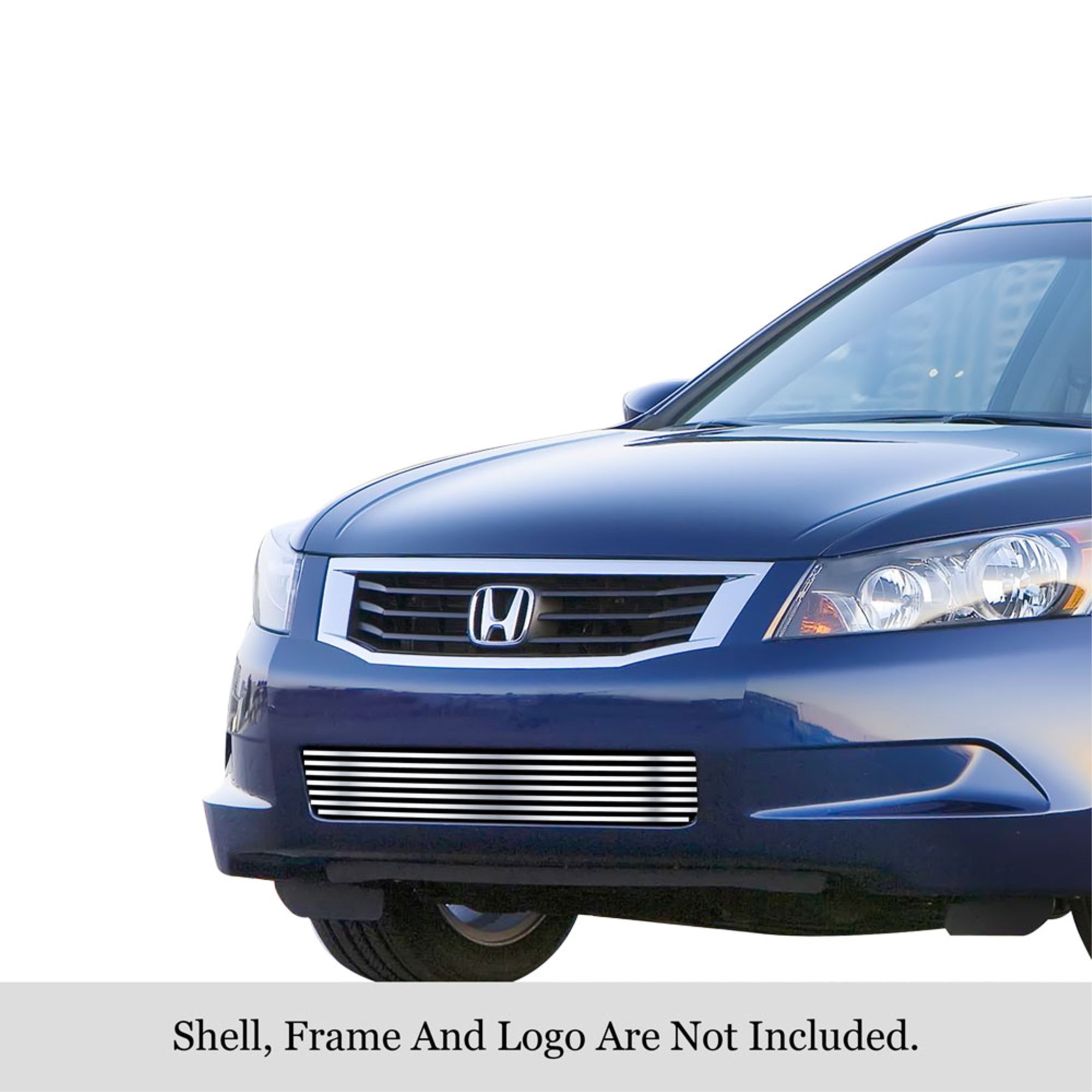 2008-2010 Honda Accord Sedan Not For V6 304 Stainless Steel Polished Finish 8X6 Horizontal Billet Stainless Steel Billet Grille