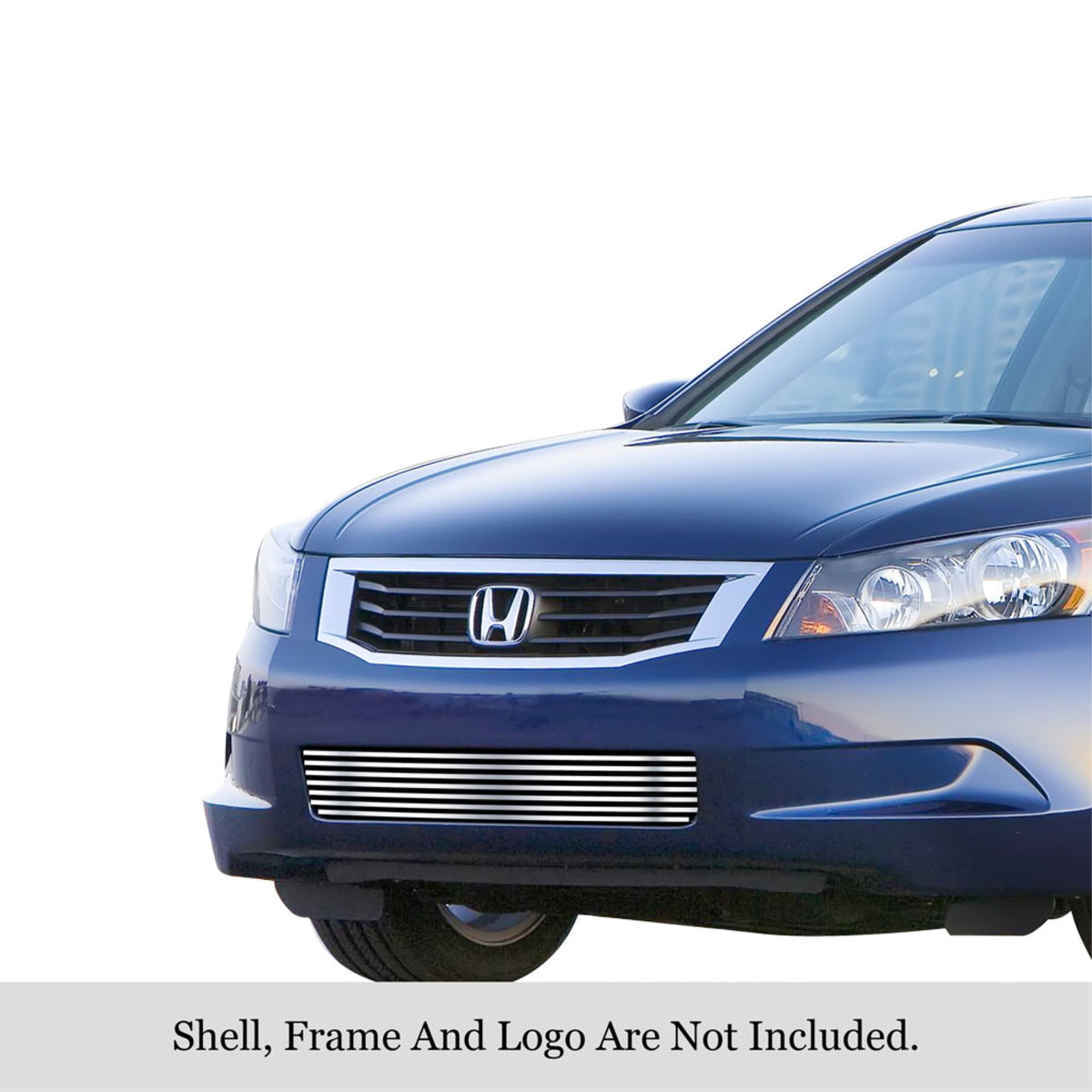 2008-2010 Honda Accord Sedan Not For V6 304 Stainless Steel Polished Finish 8X6 Horizontal Billet Stainless Steel Billet Grille