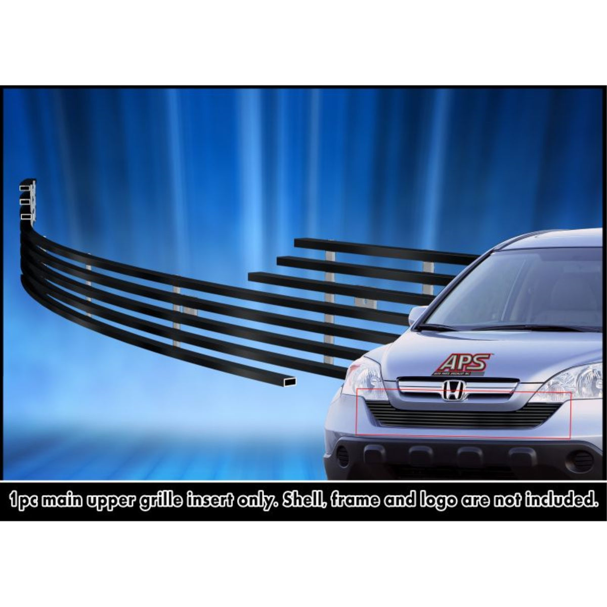 2007-2009 Honda Cr-V Stainless Steel Black Powder Coated Finish Horizontal Billet Black Stainless Steel Billet Grille