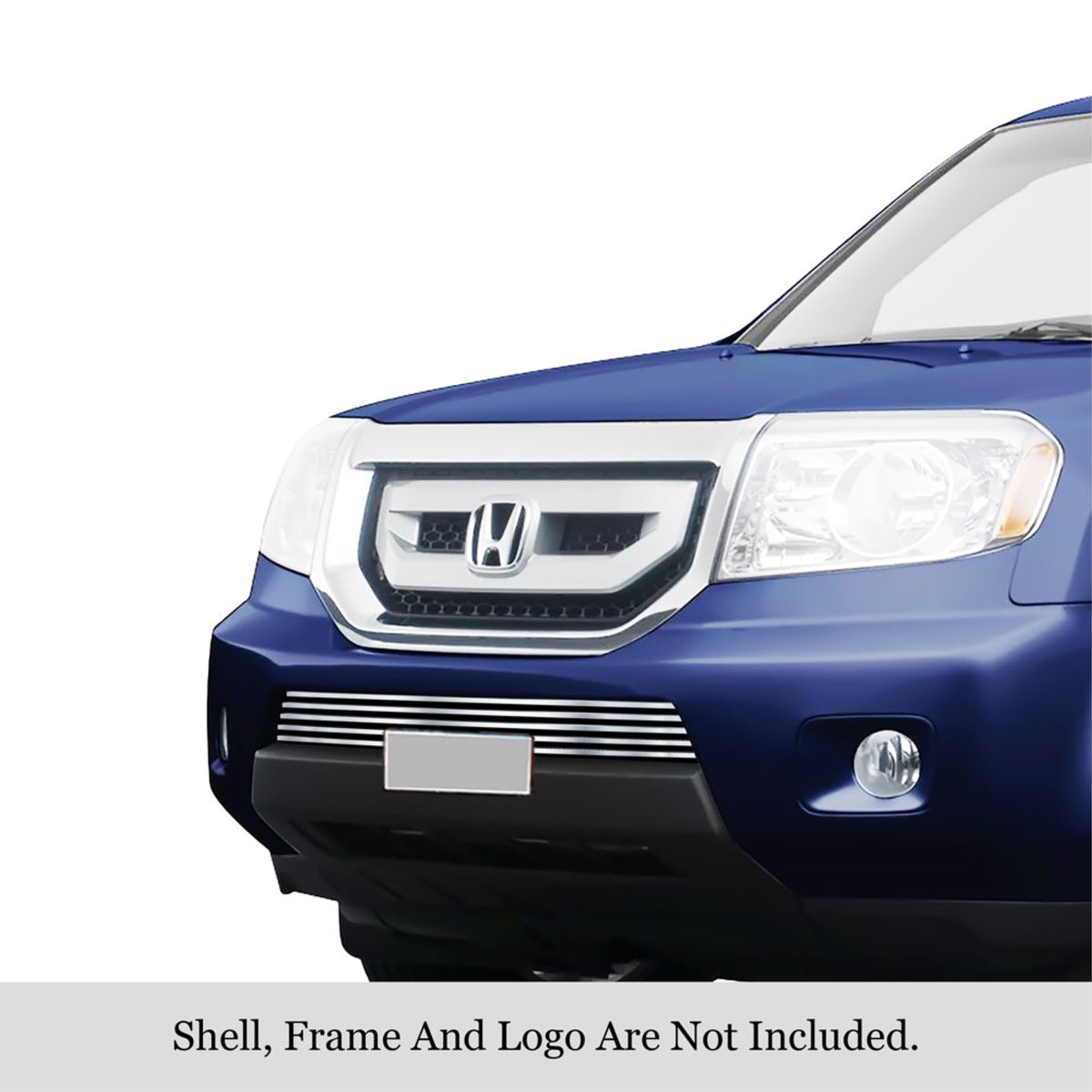 2009-2011 Honda Pilot 304 Stainless Steel Polished Finish 8X6 Horizontal Billet Stainless Steel Billet Grille