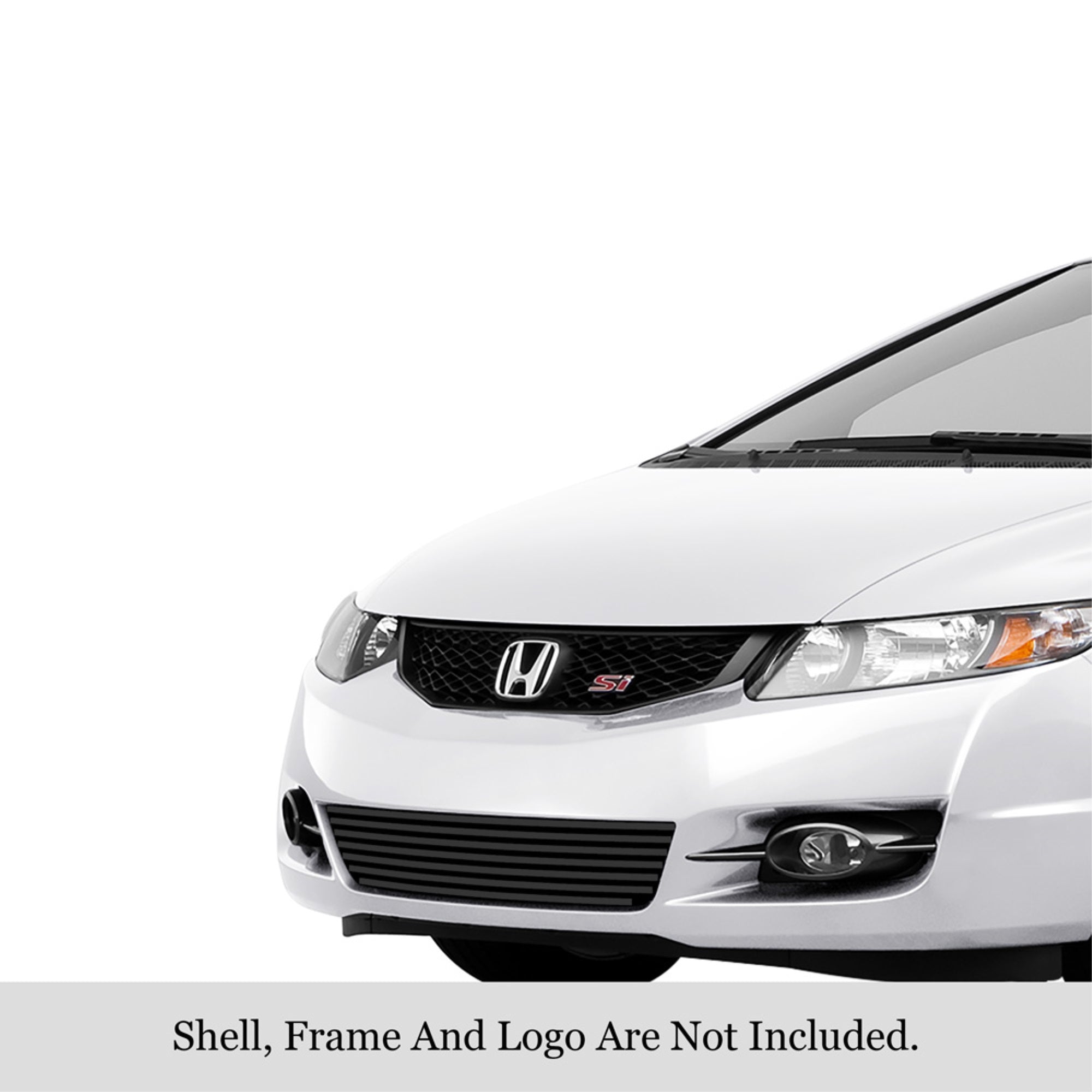 2009-2011 Honda Civic Coupe Stainless Steel Black Powder Coated Finish 8X6 Horizontal Billet Black Stainless Steel Billet Grille
