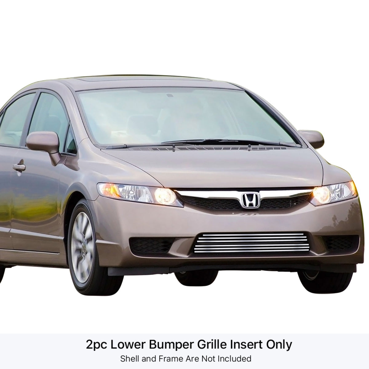 2009-2011 Honda Civic Sedan/2009-2011 Honda Civic Hybrid Sedan Stainless Steel Silver Hairline Finish Finish Horizontal Billet Stainless Steel Billet Grille