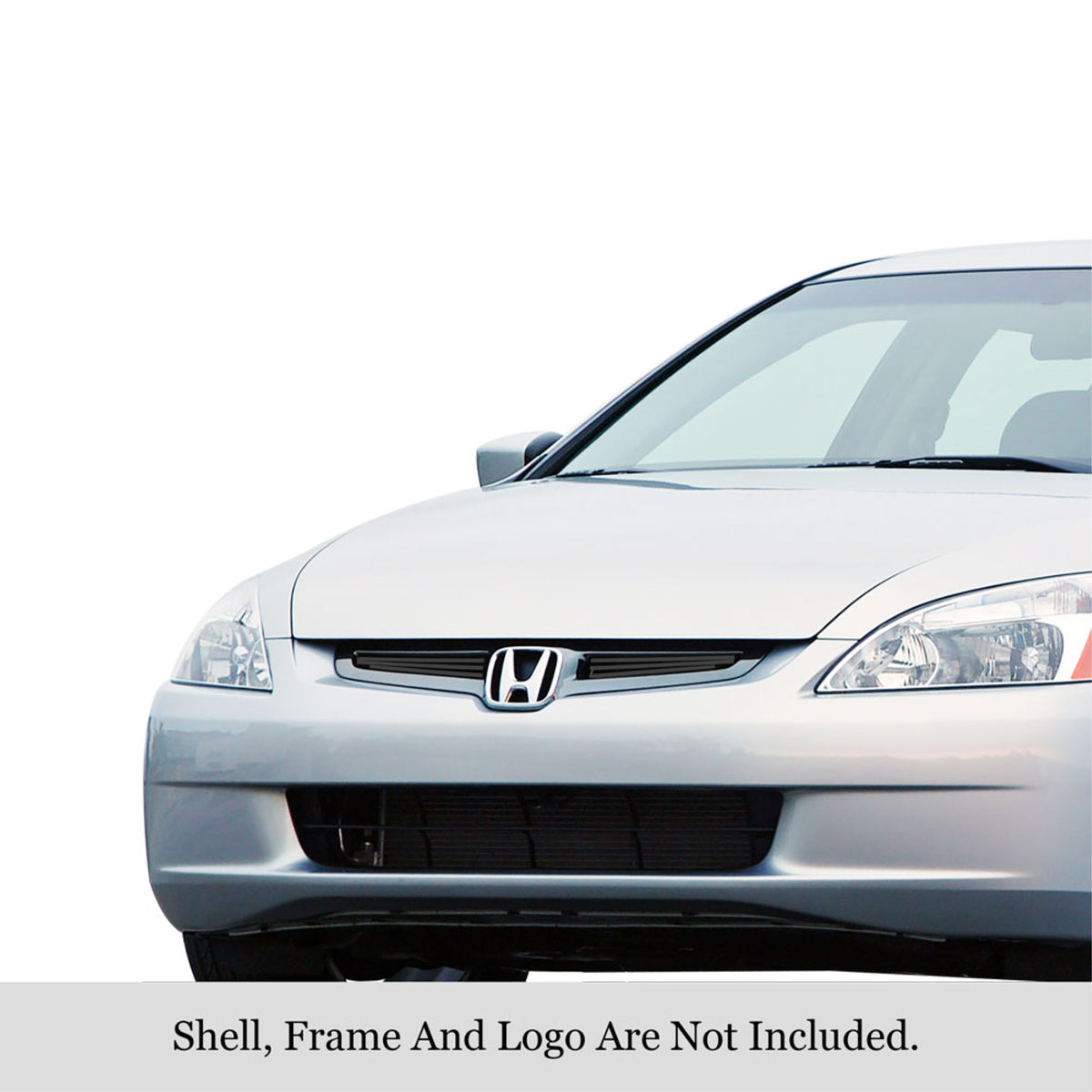2003-2005 Honda Accord Sedan Stainless Steel Black Powder Coated Finish Horizontal Billet Black Stainless Steel Billet Grille