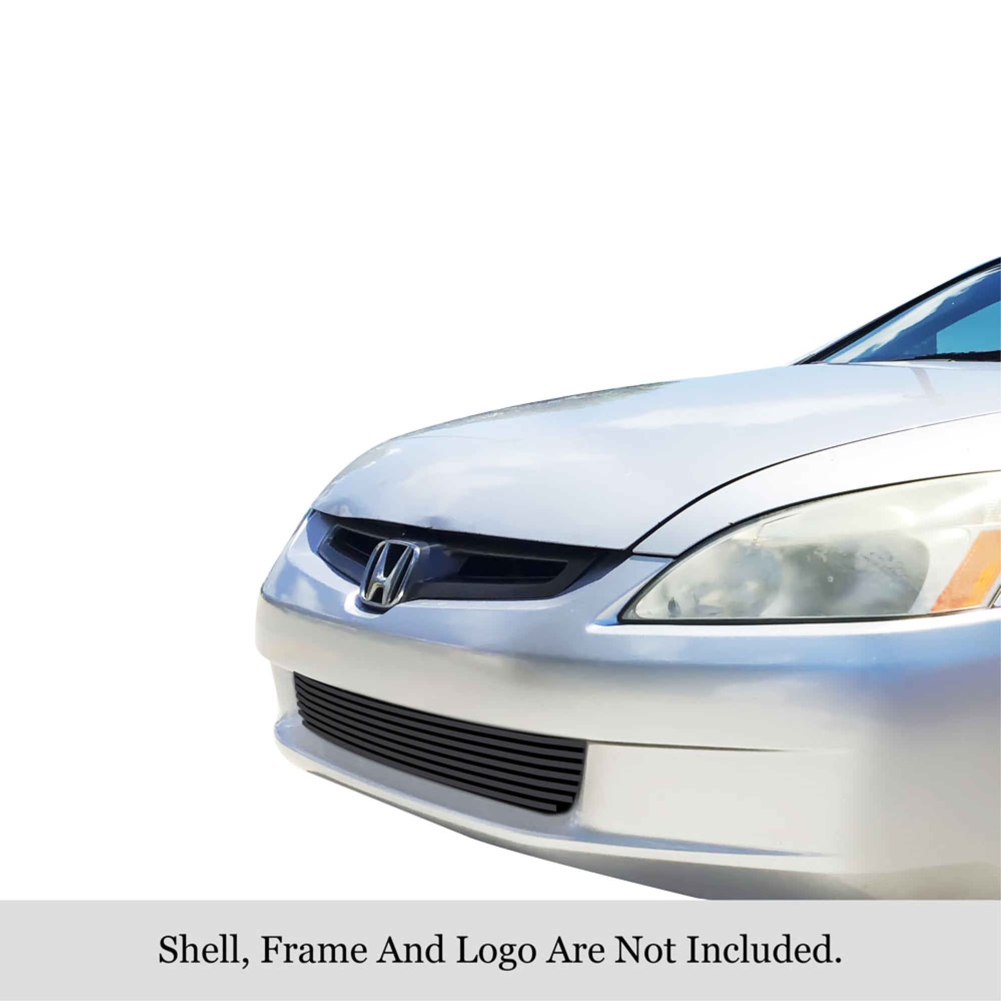 2003-2005 Honda Accord Sedan Without Fog Lights Stainless Steel Black Powder Coated Finish 8X6 Horizontal Billet Black Stainless Steel Billet Grille