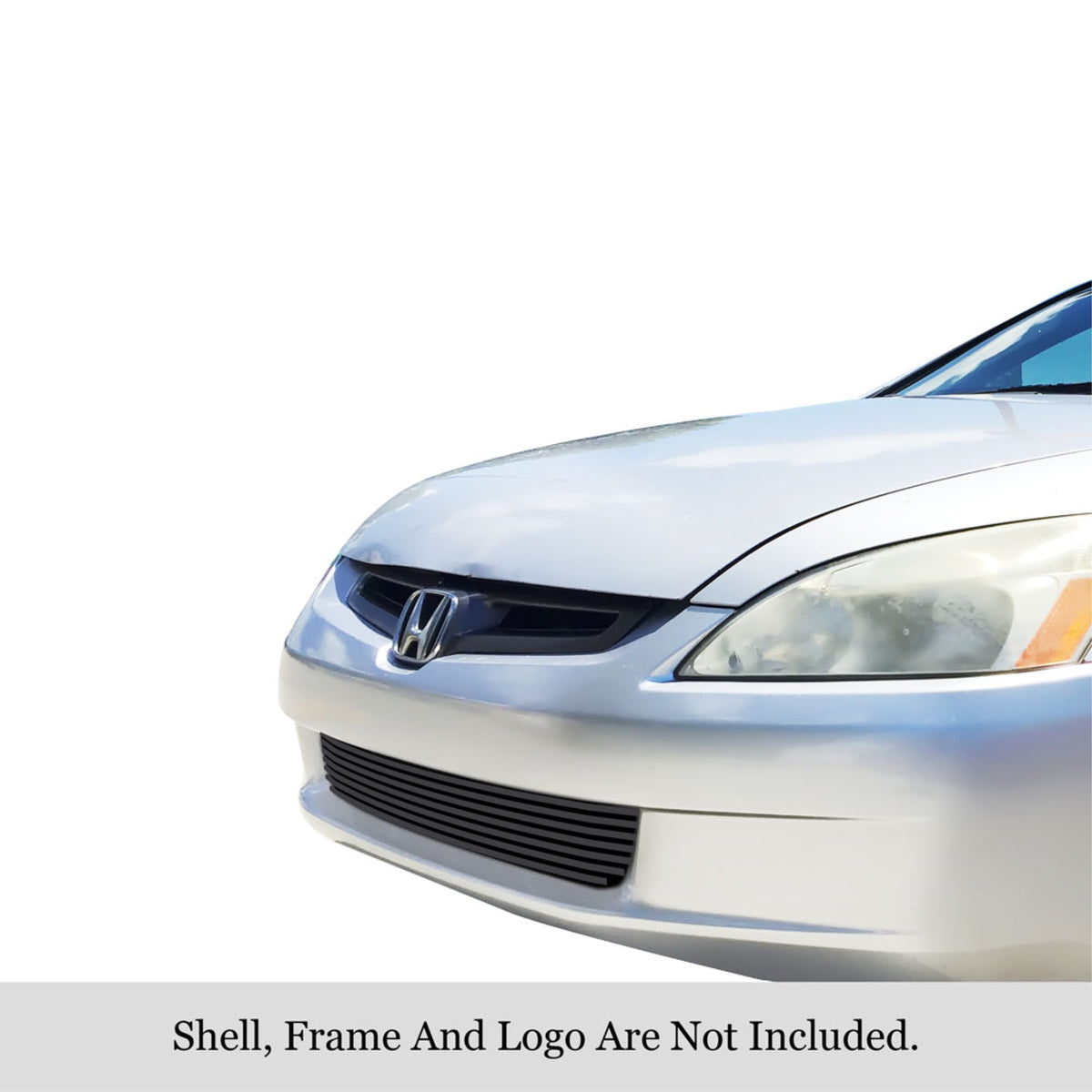 2003-2005 Honda Accord Sedan Without Fog Lights Stainless Steel Black Powder Coated Finish 8X6 Horizontal Billet Black Stainless Steel Billet Grille