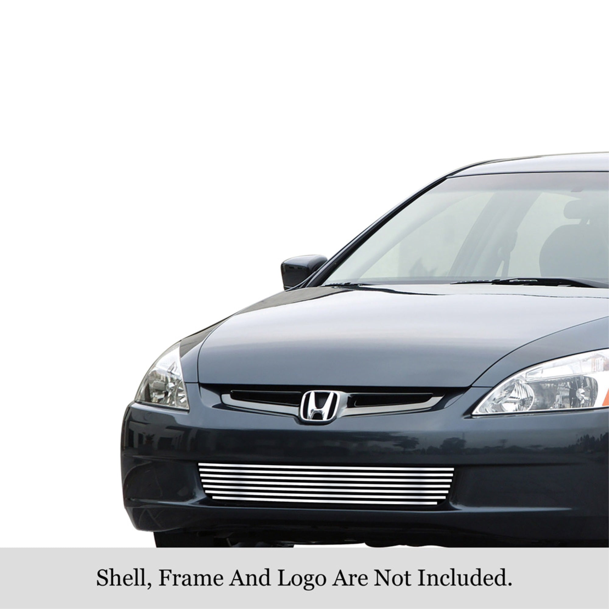 2003-2005 Honda Accord Sedan Without Fog Lights 304 Stainless Steel Polished Finish 8X6 Horizontal Billet Stainless Steel Billet Grille