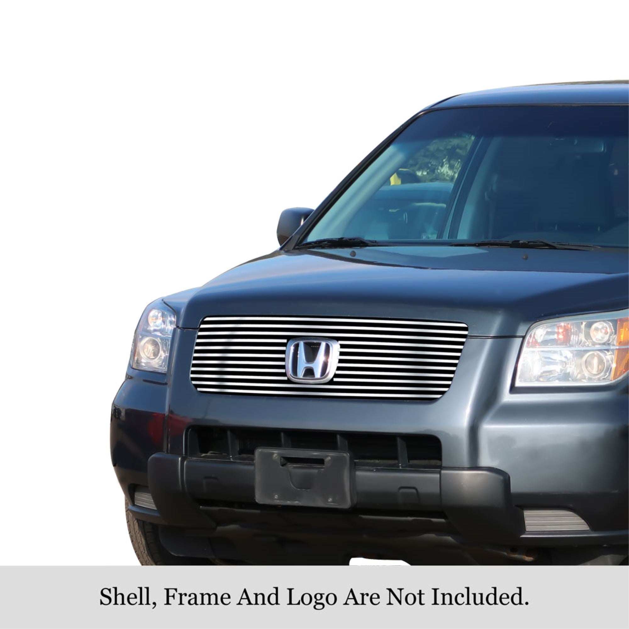 2006-2008 Honda Pilot With Logo Show 304 Stainless Steel Polished Finish 8X6 Horizontal Billet Stainless Steel Billet Grille