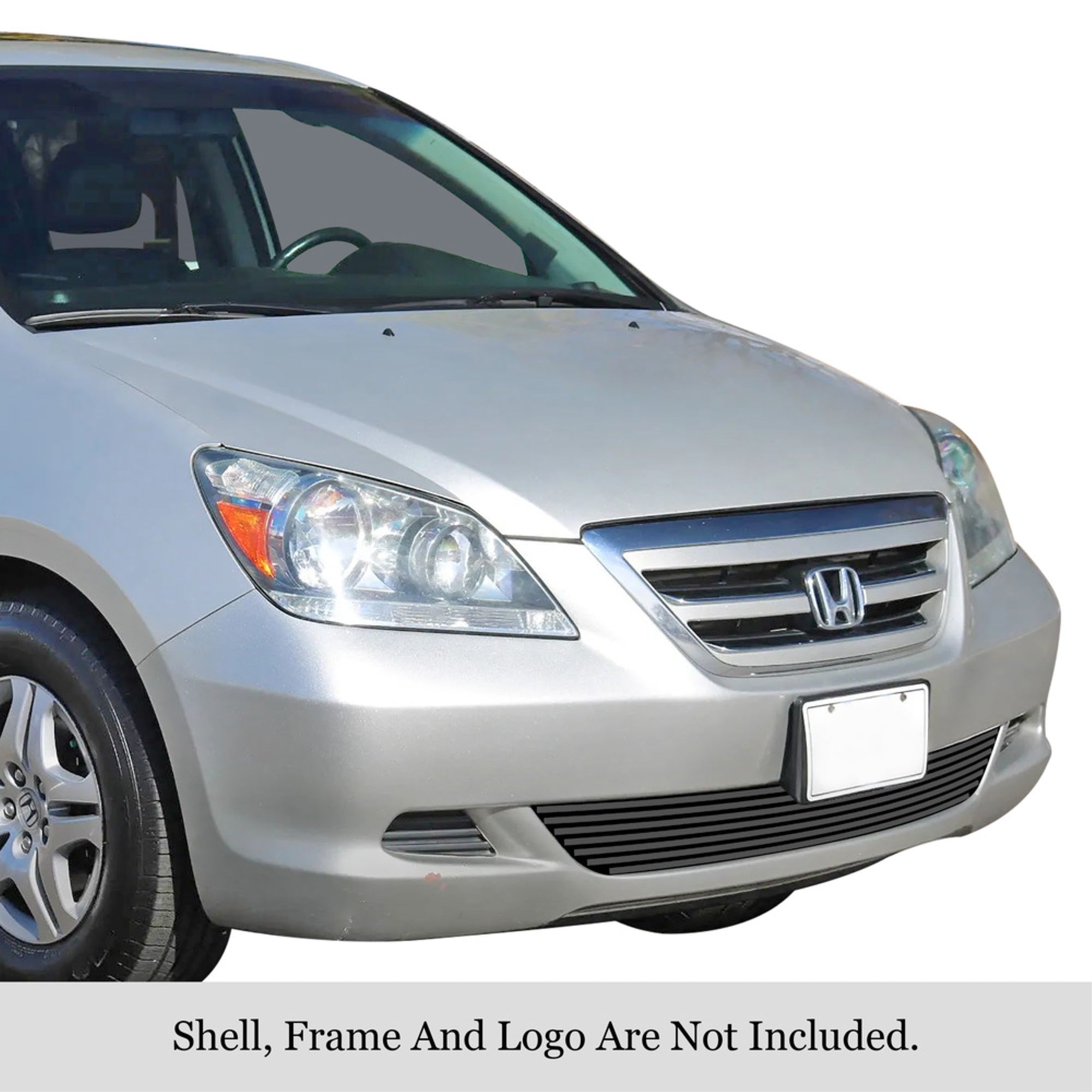 2005-2007 Honda Odyssey Stainless Steel Black Powder Coated Finish 8X6 Horizontal Billet Black Stainless Steel Billet Grille