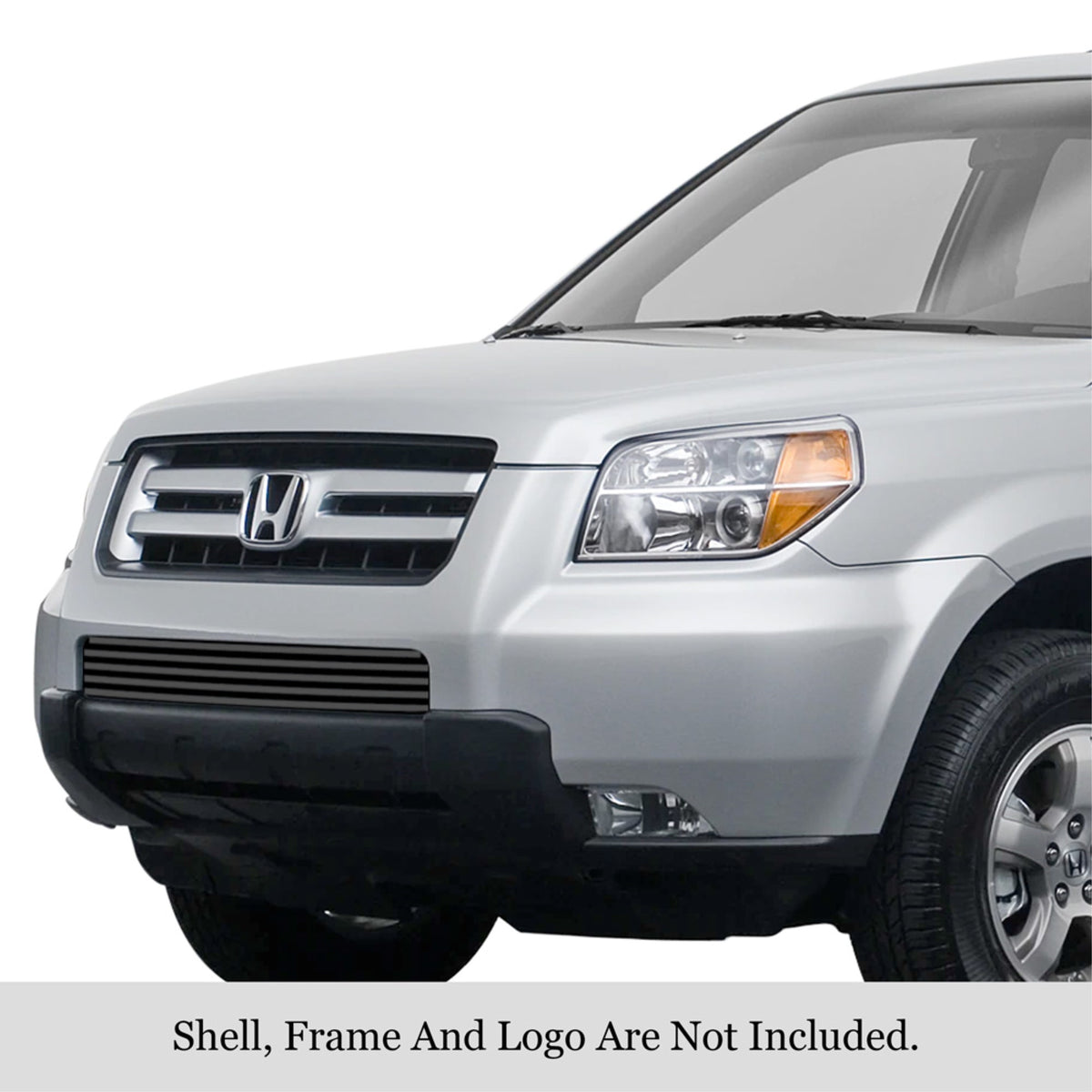 2006-2008 Honda Pilot Stainless Steel Black Powder Coated Finish Horizontal Billet Black Stainless Steel Billet Grille
