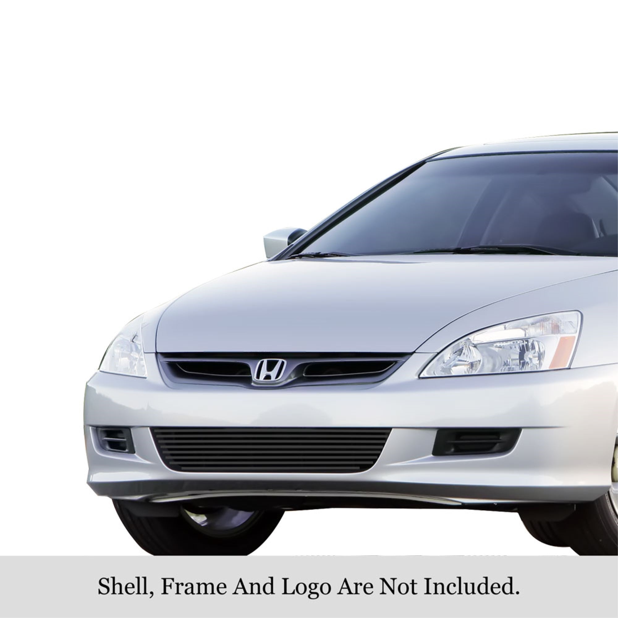 2006-2007 Honda Accord Coupe Stainless Steel Black Powder Coated Finish 8X6 Horizontal Billet Black Stainless Steel Billet Grille