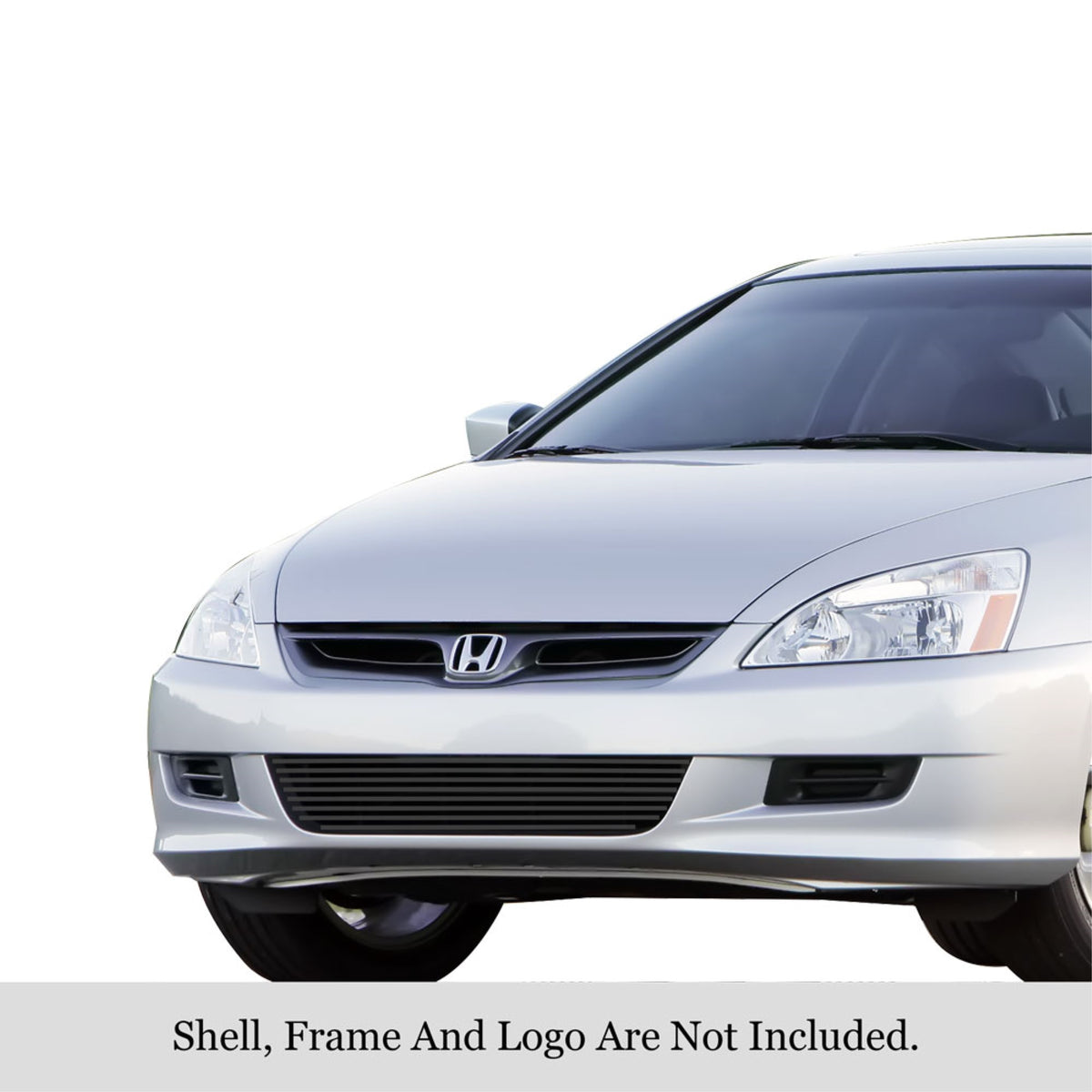 2006-2007 Honda Accord Coupe Stainless Steel Black Powder Coated Finish 8X6 Horizontal Billet Black Stainless Steel Billet Grille
