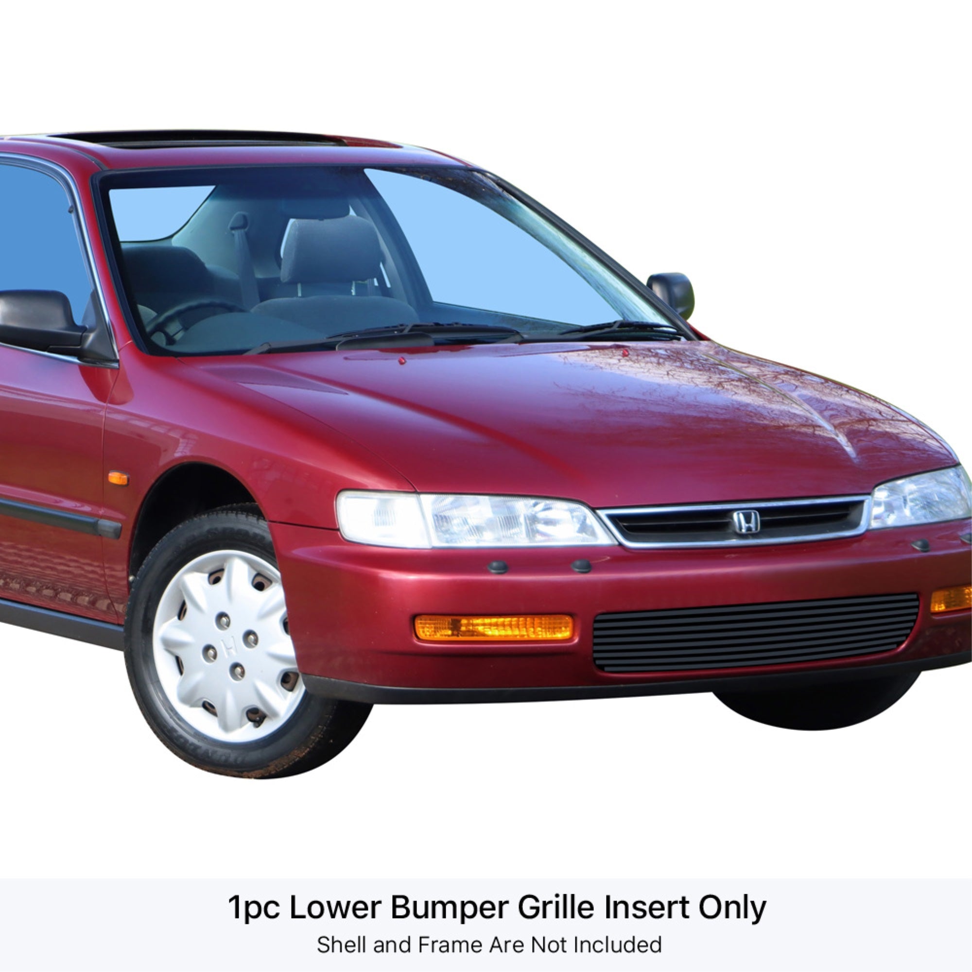 1996-1997 Honda Accord Stainless Steel Black Powder Coated Finish 8X6 Horizontal Billet Black Stainless Steel Billet Grille