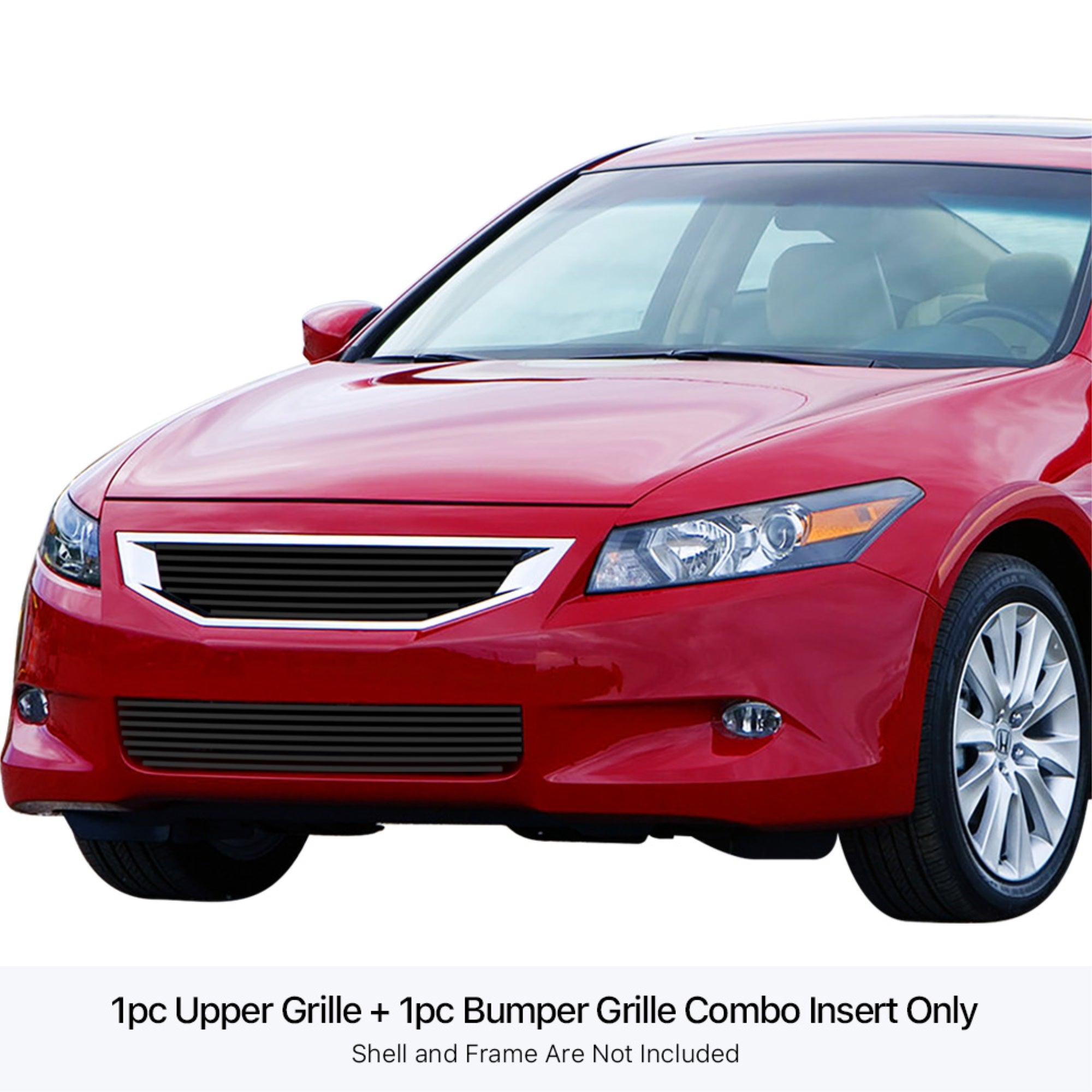 Stainless Steel Main Upper + Lower Bumper Black Stainless Steel Billet Grille 2008-2010 Honda Accord Coupe Slight Modification Requried For Aero Kit Package