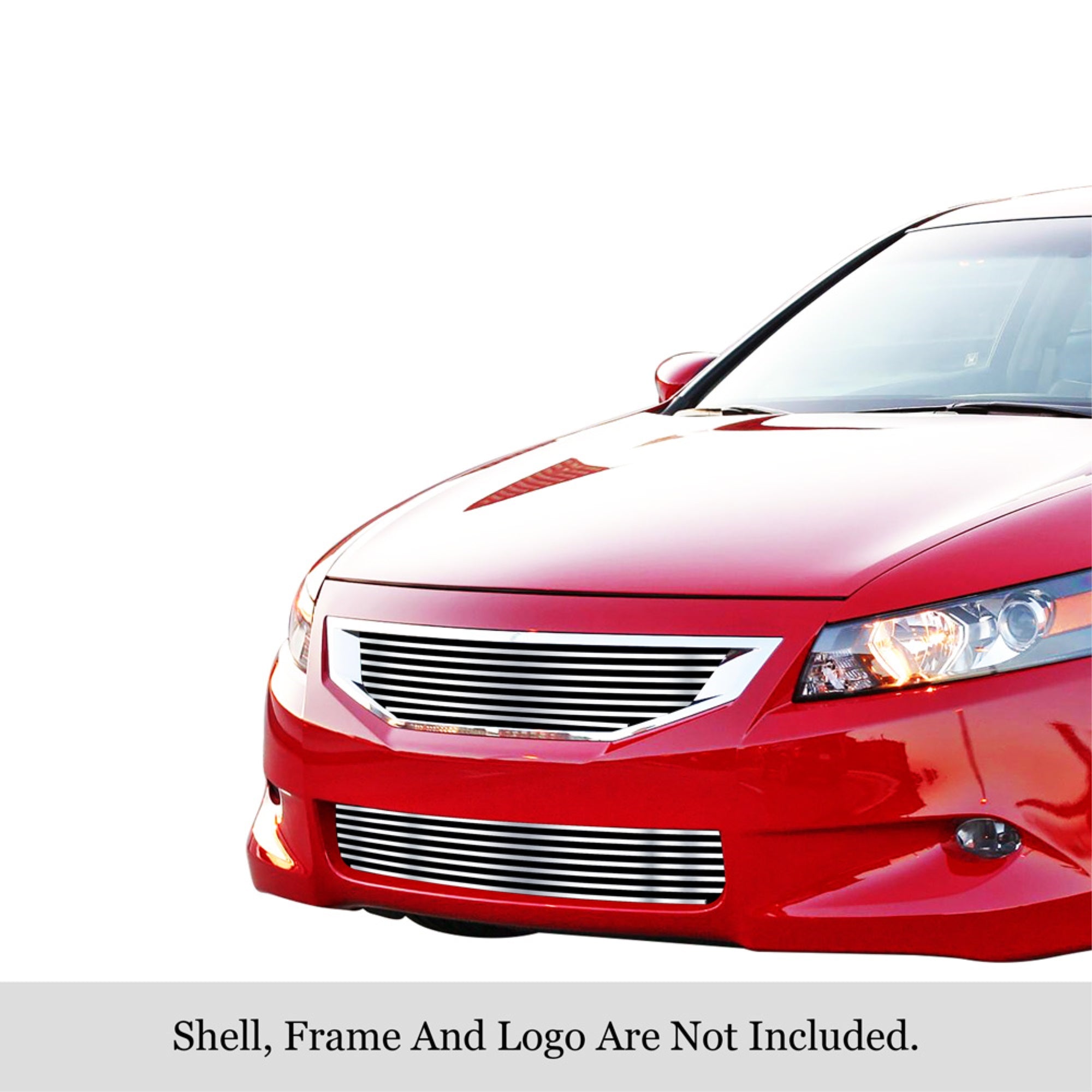 2008-2010 Honda Accord Coupe Slight Modification Requried For Aero Kit Package 304 Stainless Steel Polished Finish 8X6 Horizontal Billet Stainless Steel Billet Grille