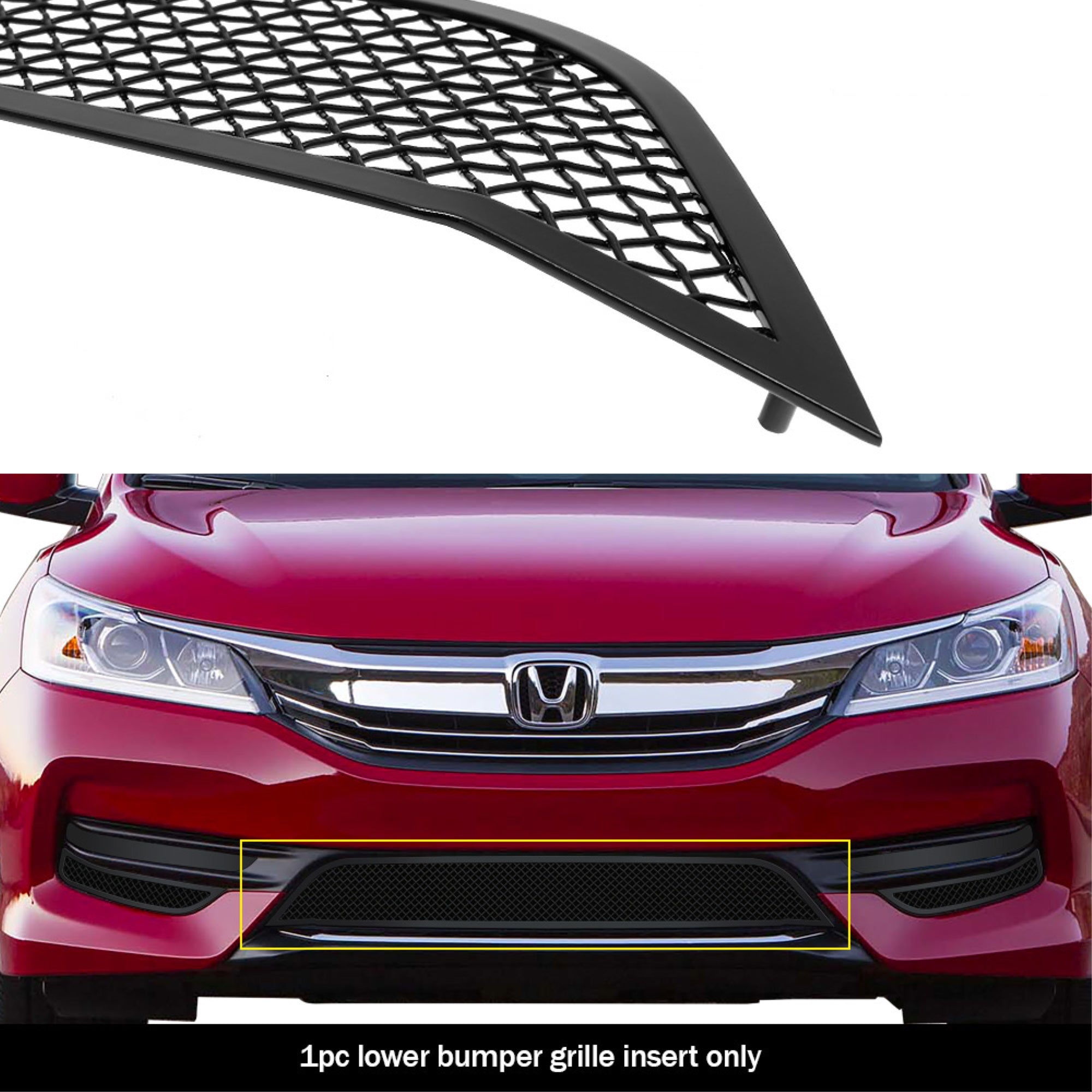 2016-2017 Honda Accord Sedan Stainless Steel Black Powder Coated Finish 1.8 Mm Wire Mesh Black Wire Mesh Grille