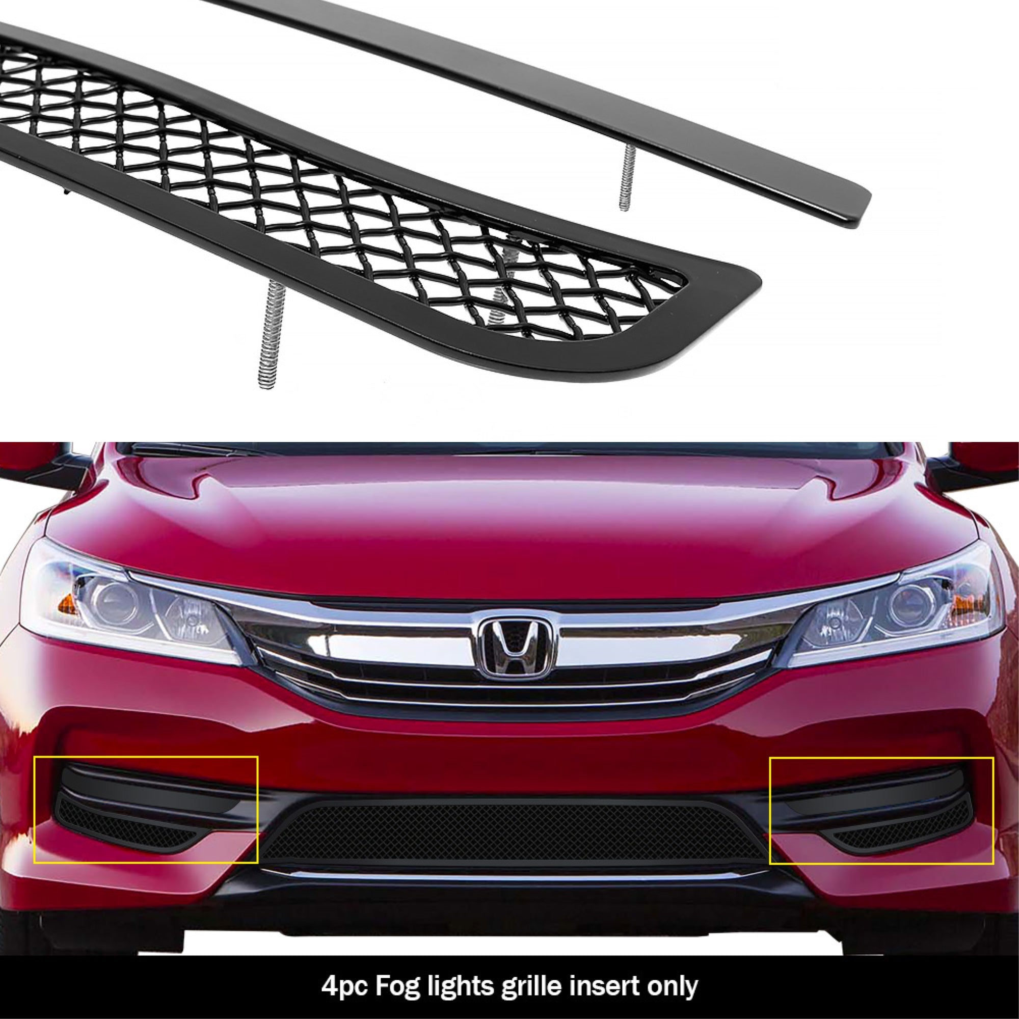 2016-2017 Honda Accord Sedan Stainless Steel Black Powder Coated Finish 1.8 Mm Wire Mesh Black Wire Mesh Grille