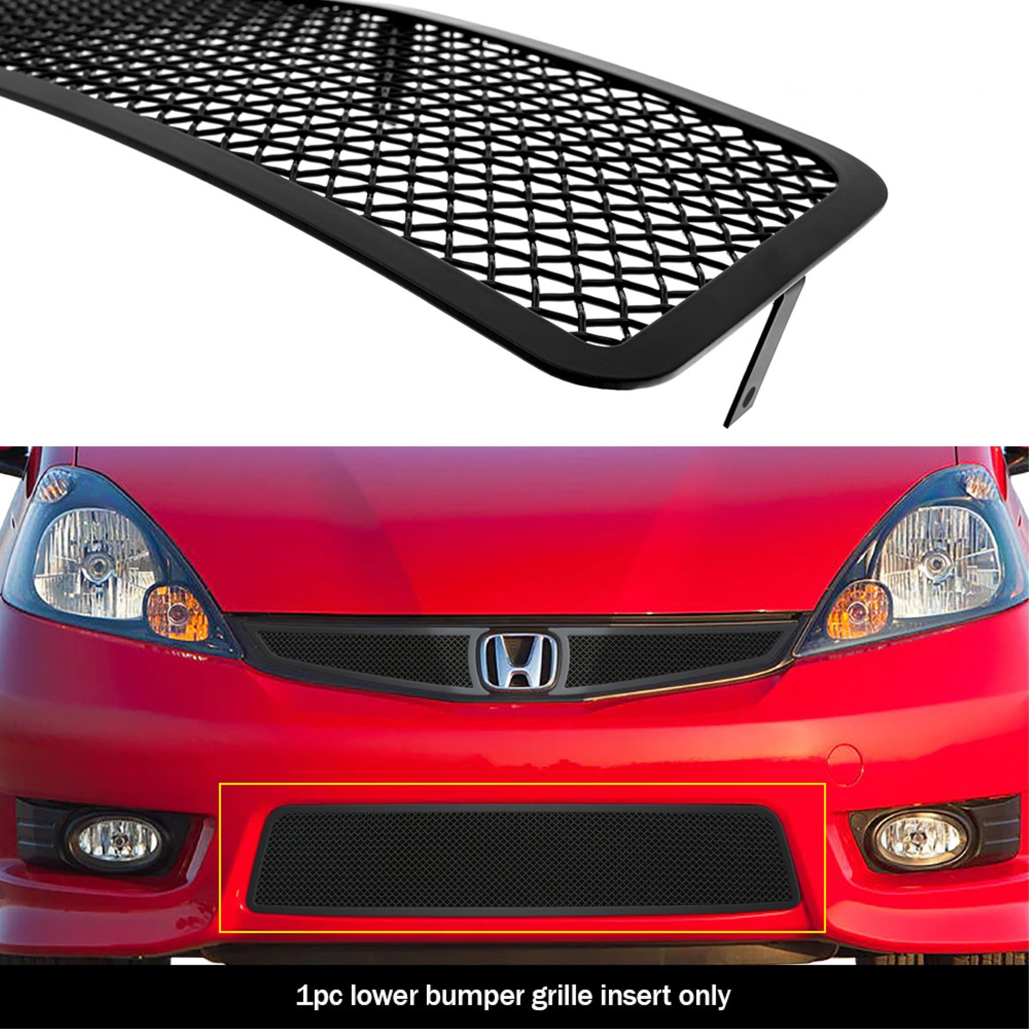 2012-2013 Honda Fit Sport Stainless Steel Black Powder Coated Finish 1.8 Mm Wire Mesh Black Wire Mesh Grille