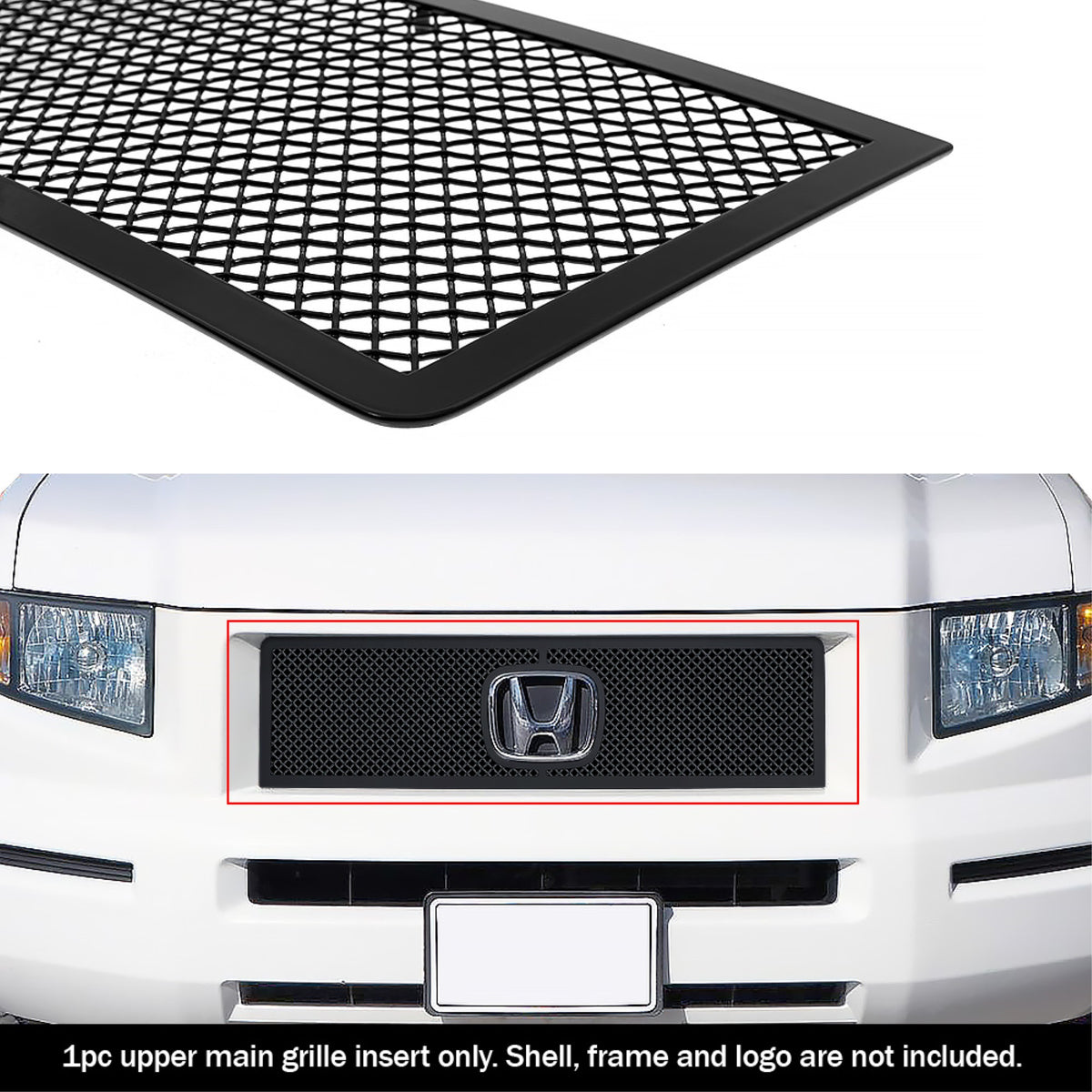 2005-2008 Honda Ridgeline Stainless Steel Black Powder Coated Finish 1.8 Mm Wire Mesh Black Wire Mesh Grille