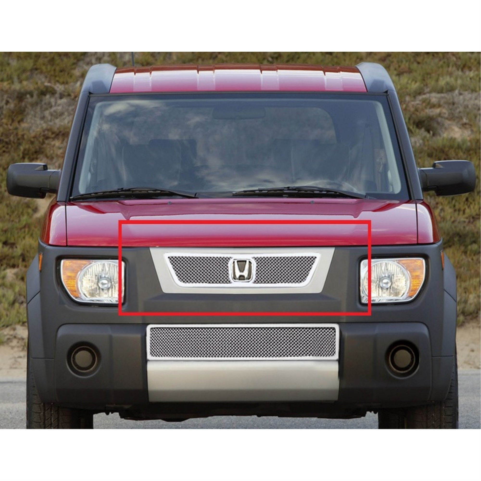 2003-2006 Honda Element  With Logo Show Stainless Steel Polished Finish 1.8 Mm Wire Mesh Mesh Grille