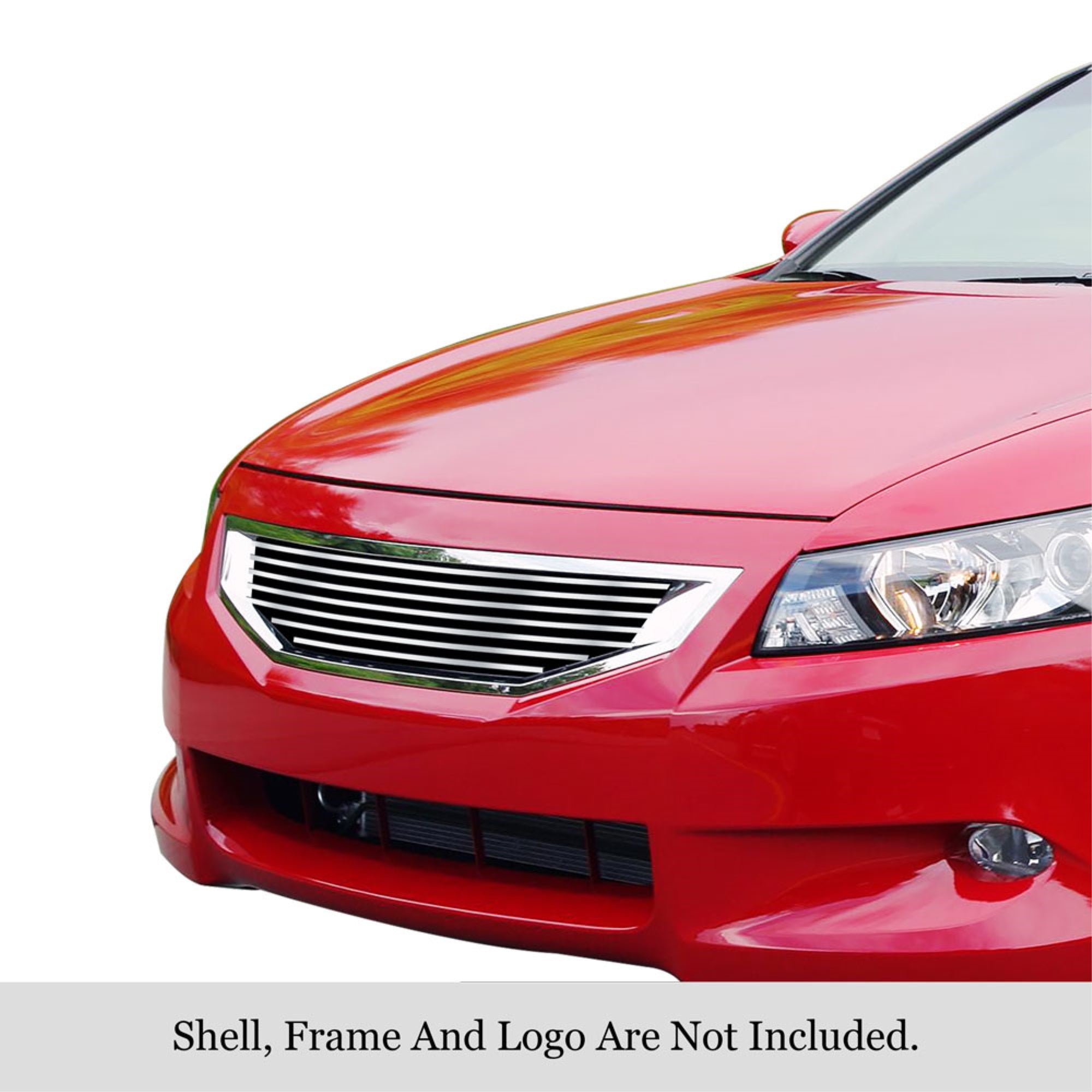 2008-2010 Honda Accord Sedan Stainless Steel Silver Hairline Finish Finish 8X6 Horizontal Billet Stainless Steel Billet Grille