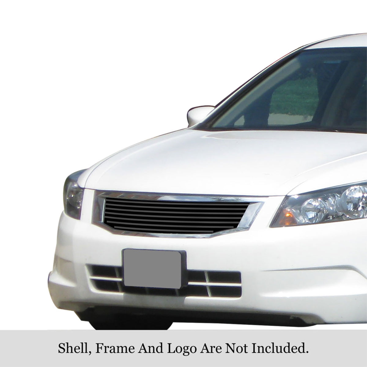 2008-2010 Honda Accord Sedan Stainless Steel Black Powder Coated Finish 8X6 Horizontal Billet Black Stainless Steel Billet Grille