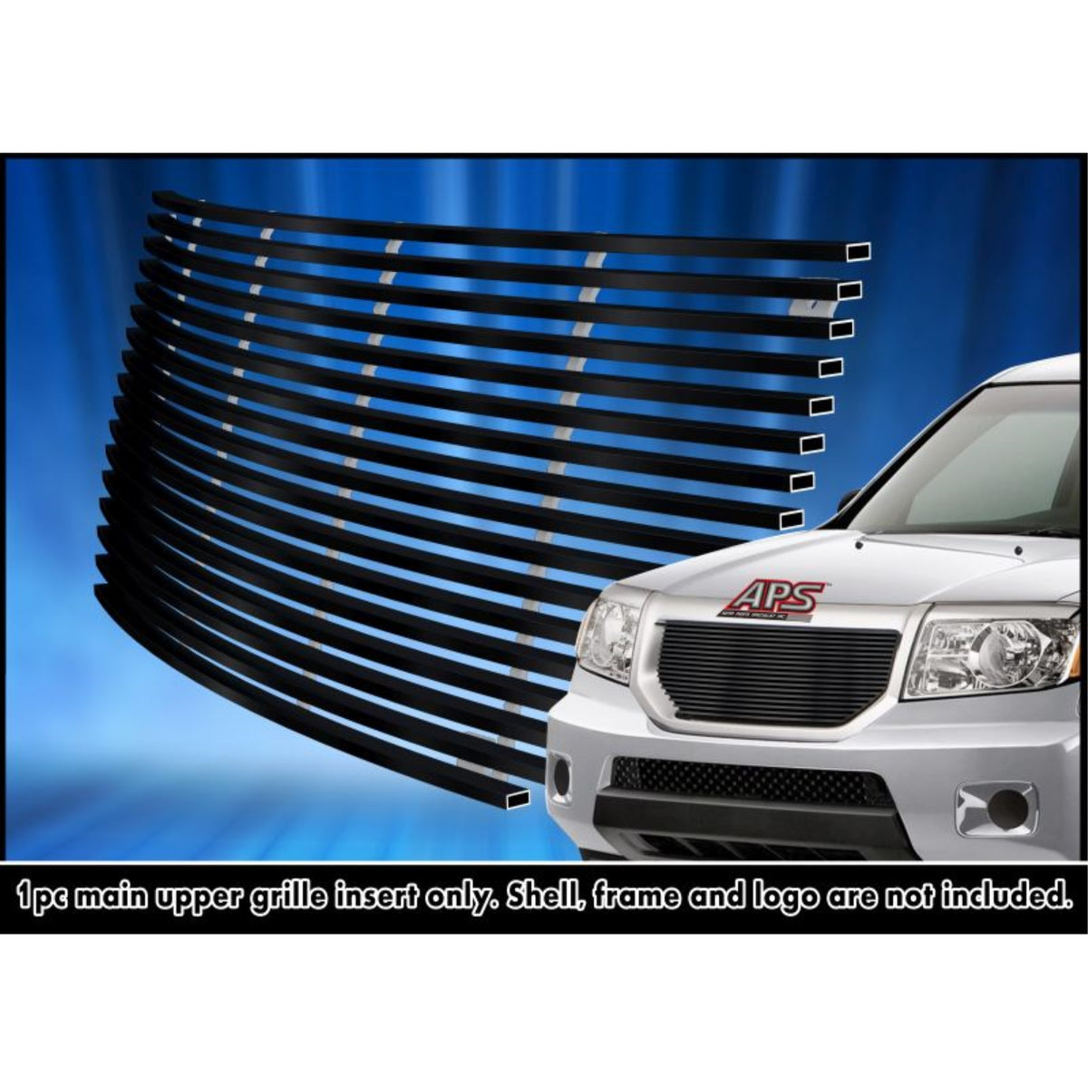 2009-2011 Honda Pilot Stainless Steel Black Powder Coated Finish 8X6 Horizontal Billet Black Stainless Steel Billet Grille