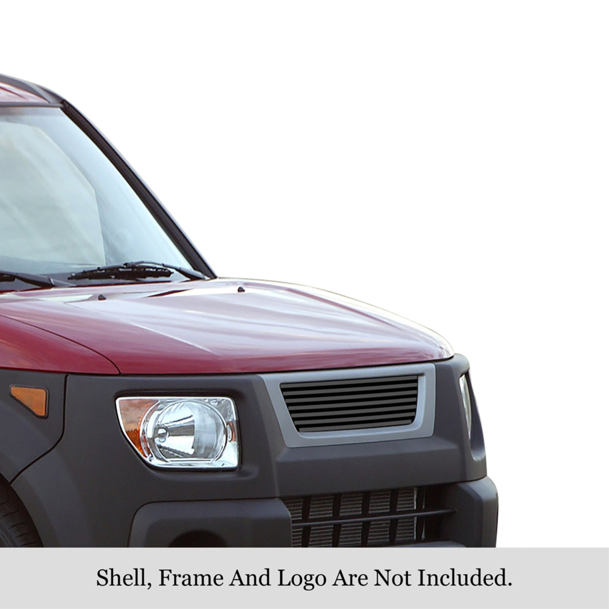 2003-2006 Honda Element Stainless Steel Black Powder Coated Finish 8X6 Horizontal Billet Black Stainless Steel Billet Grille