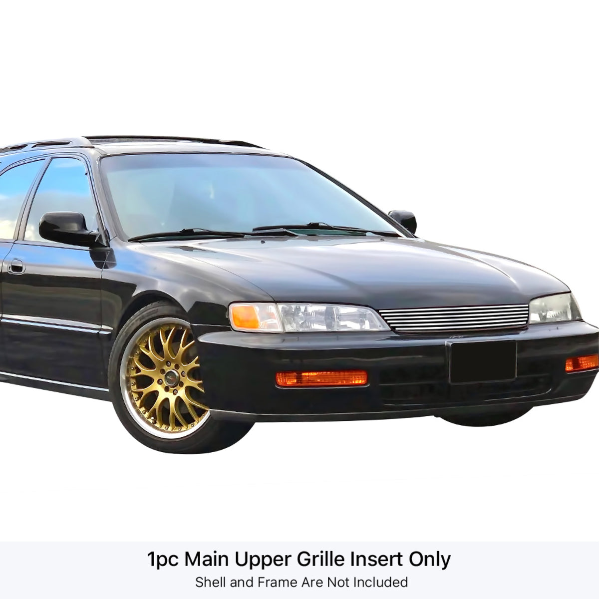 1994-1997 Honda Accord Stainless Steel Silver Hairline Finish Finish 8X6 Horizontal Billet Stainless Steel Billet Grille