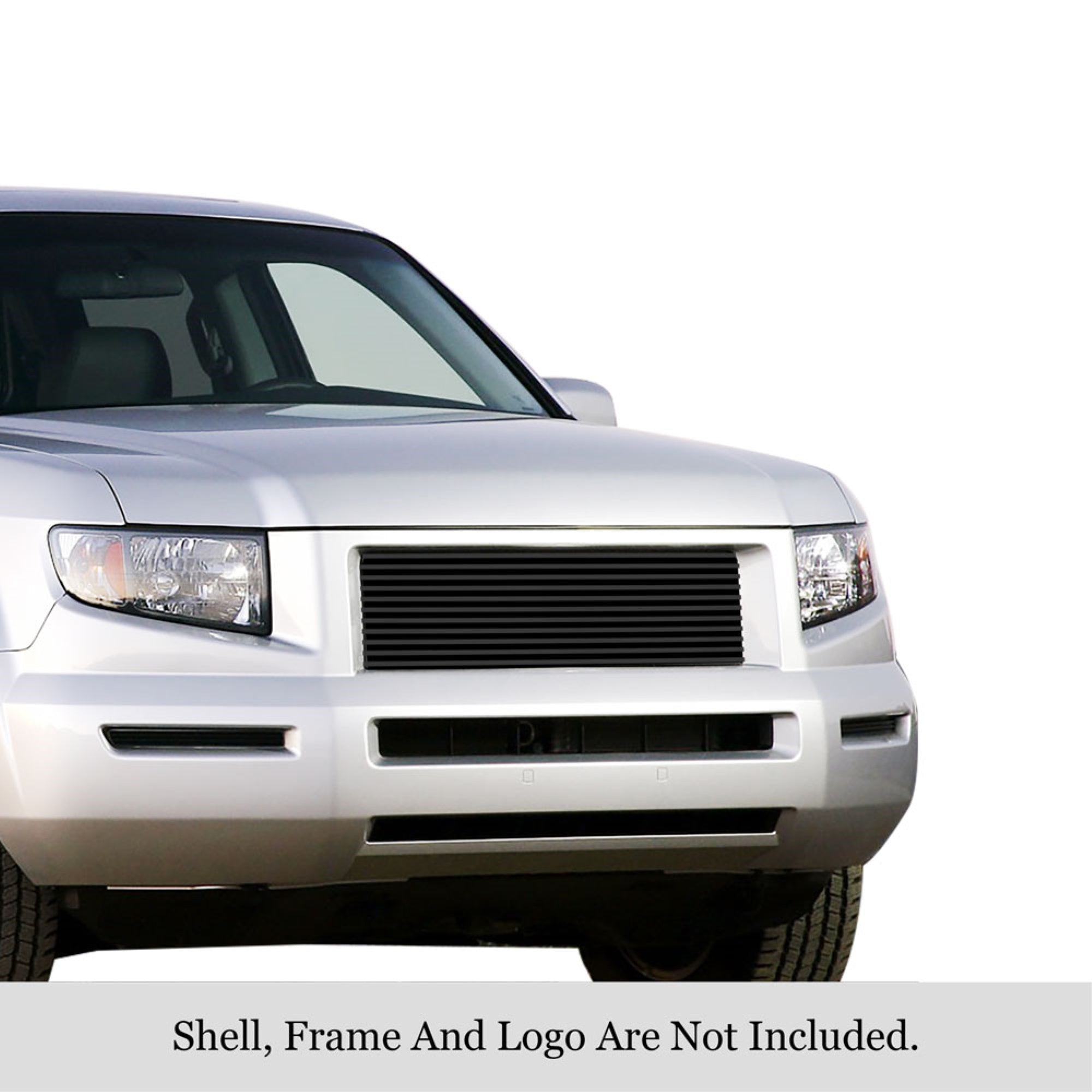 2005-2008 Honda Ridgeline Stainless Steel Black Powder Coated Finish 8X6 Horizontal Billet Black Stainless Steel Billet Grille