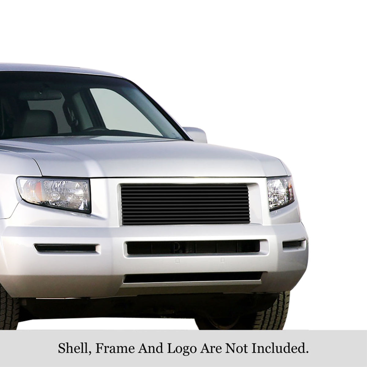 2005-2008 Honda Ridgeline Stainless Steel Black Powder Coated Finish 8X6 Horizontal Billet Black Stainless Steel Billet Grille