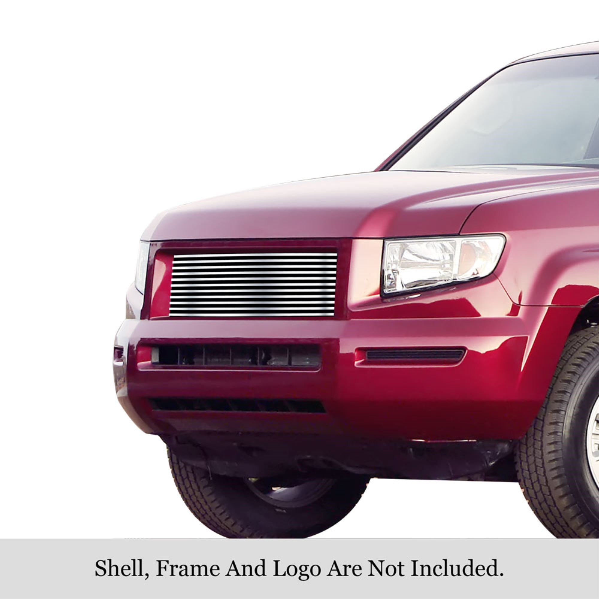 2005-2008 Honda Ridgeline 304 Stainless Steel Polished Finish 8X6 Horizontal Billet Stainless Steel Billet Grille
