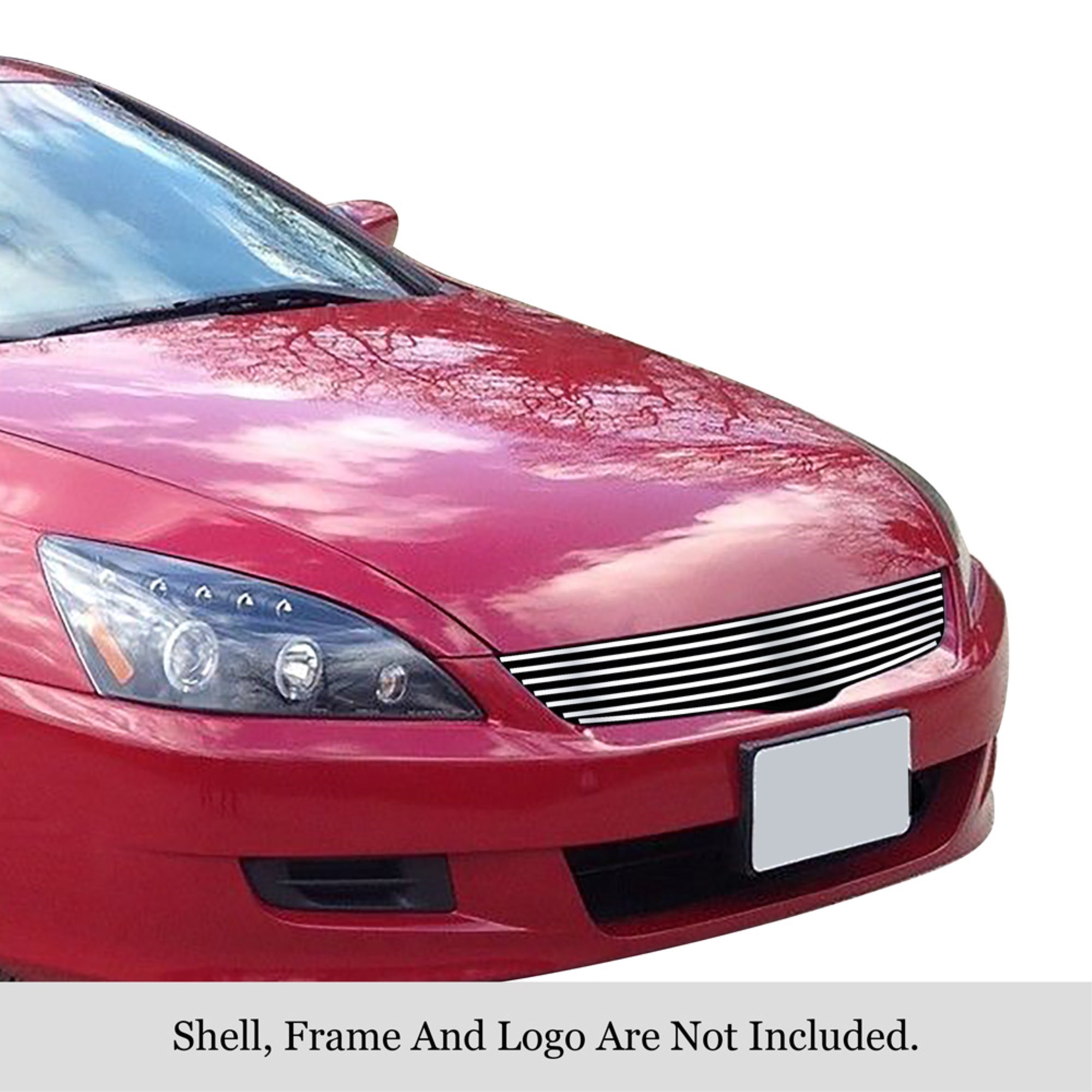 2006-2007 Honda Accord Coupe Stainless Steel Silver Hairline Finish Finish 8X6 Horizontal Billet Stainless Steel Billet Grille