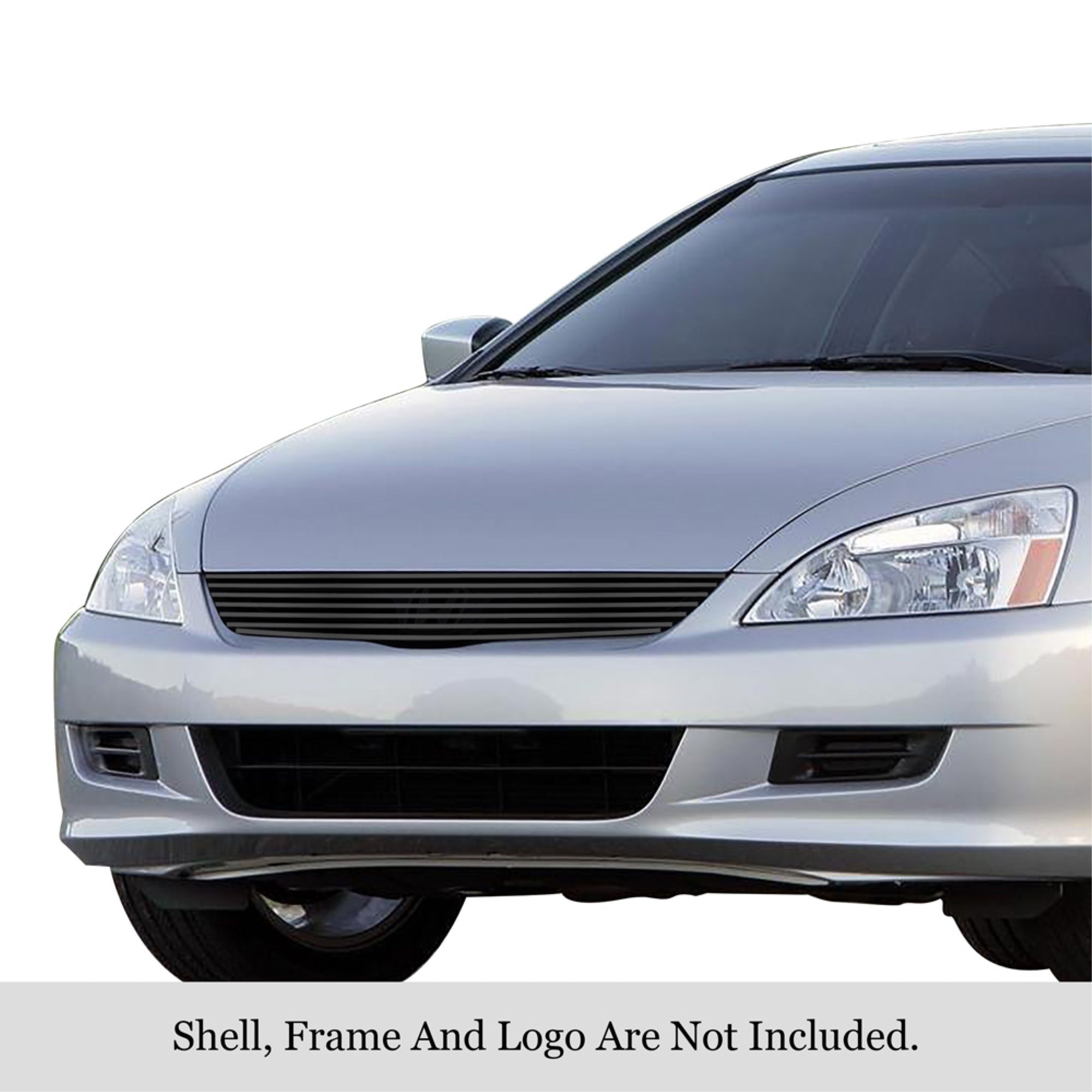2006-2007 Honda Accord Coupe Stainless Steel Black Powder Coated Finish 8X6 Horizontal Billet Black Stainless Steel Billet Grille