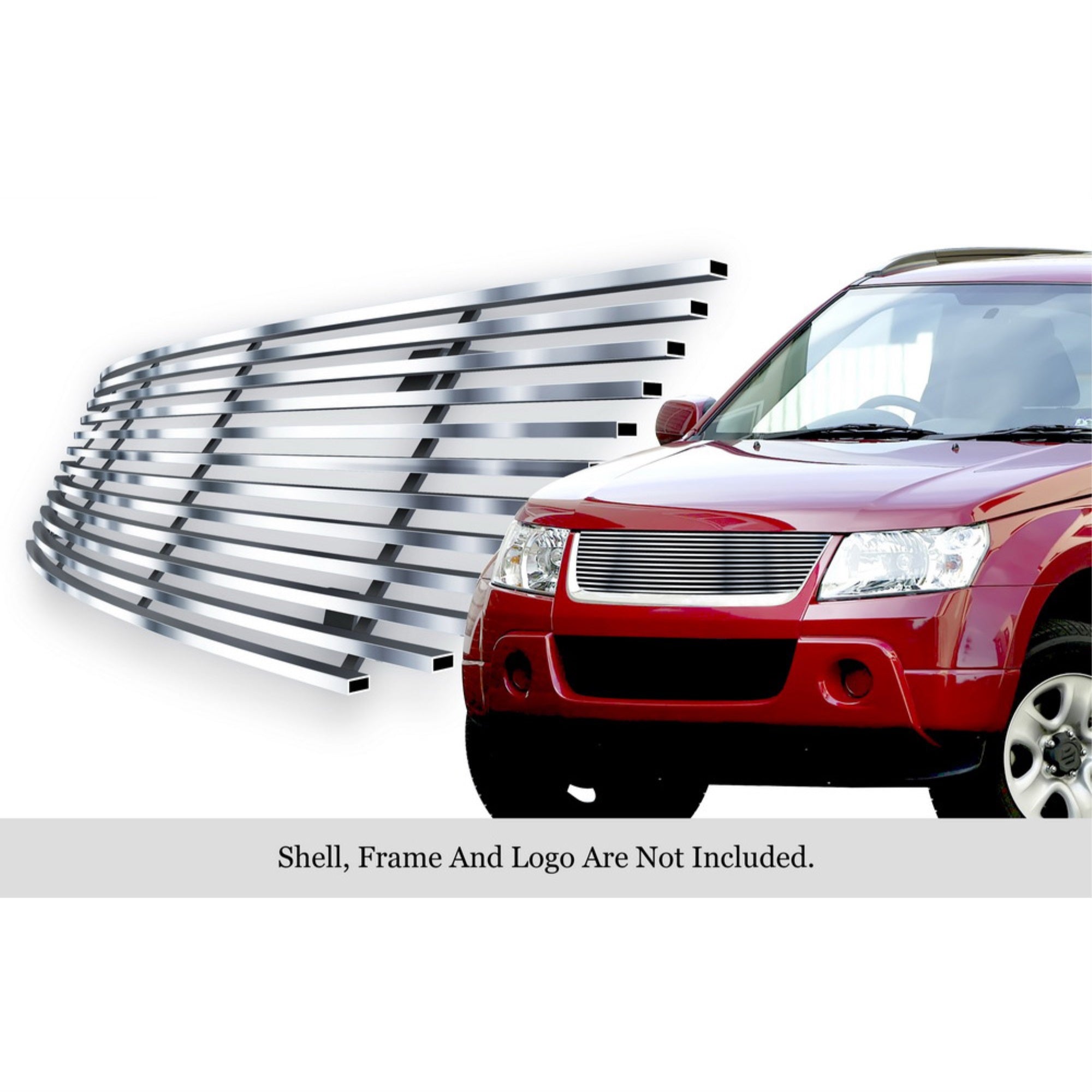2006-2012 Suzuki Grand Vitara Stainless Steel Silver Hairline Finish Finish 8X6 Horizontal Billet Stainless Steel Billet Grille