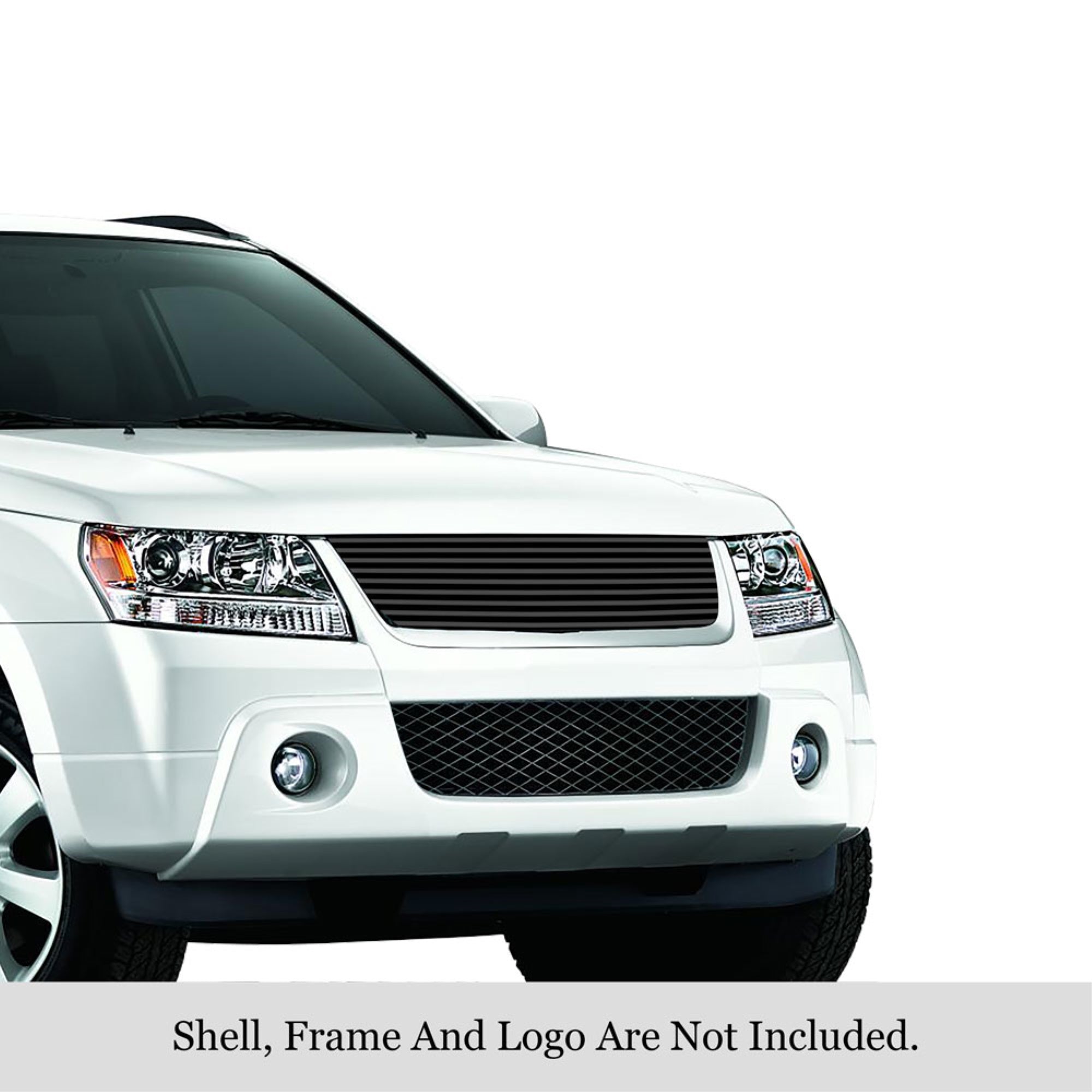 2006-2012 Suzuki Grand Vitara Stainless Steel Black Powder Coated Finish 8X6 Horizontal Billet Black Stainless Steel Billet Grille
