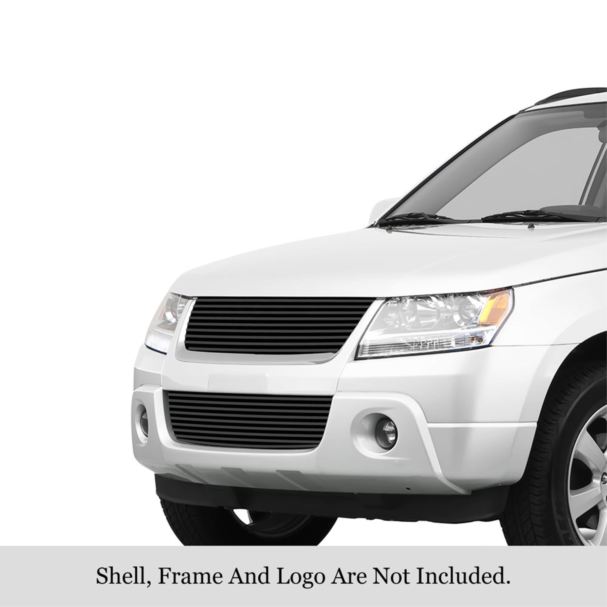 2006-2012 Suzuki Grand Vitara Stainless Steel Black Powder Coated Finish 8X6 Horizontal Billet Black Stainless Steel Billet Grille