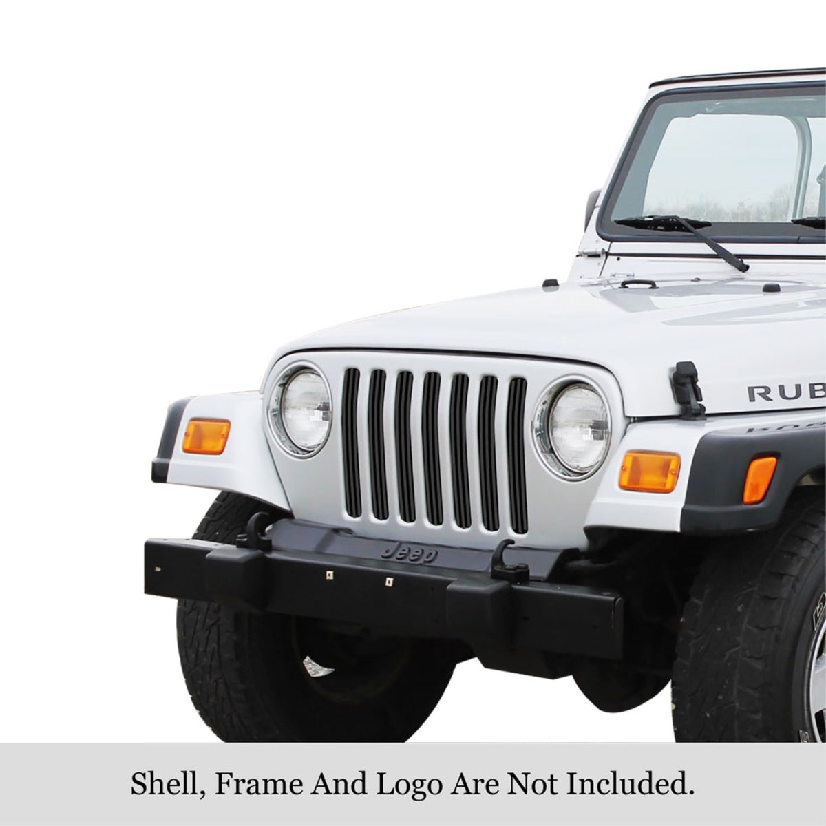 1997-2006 Jeep Wrangler Stainless Steel Black Powder Coated Finish 8X6 Vertical Billet Black Stainless Steel Billet Grille