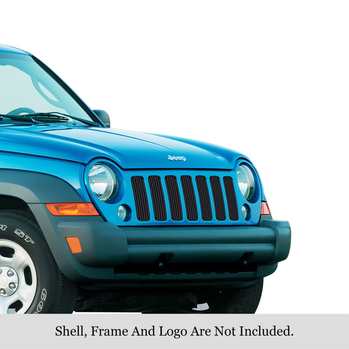 2005-2007 Jeep Liberty Not For Renegade Stainless Steel Black Powder Coated Finish 8X6 Vertical Billet Black Stainless Steel Billet Grille
