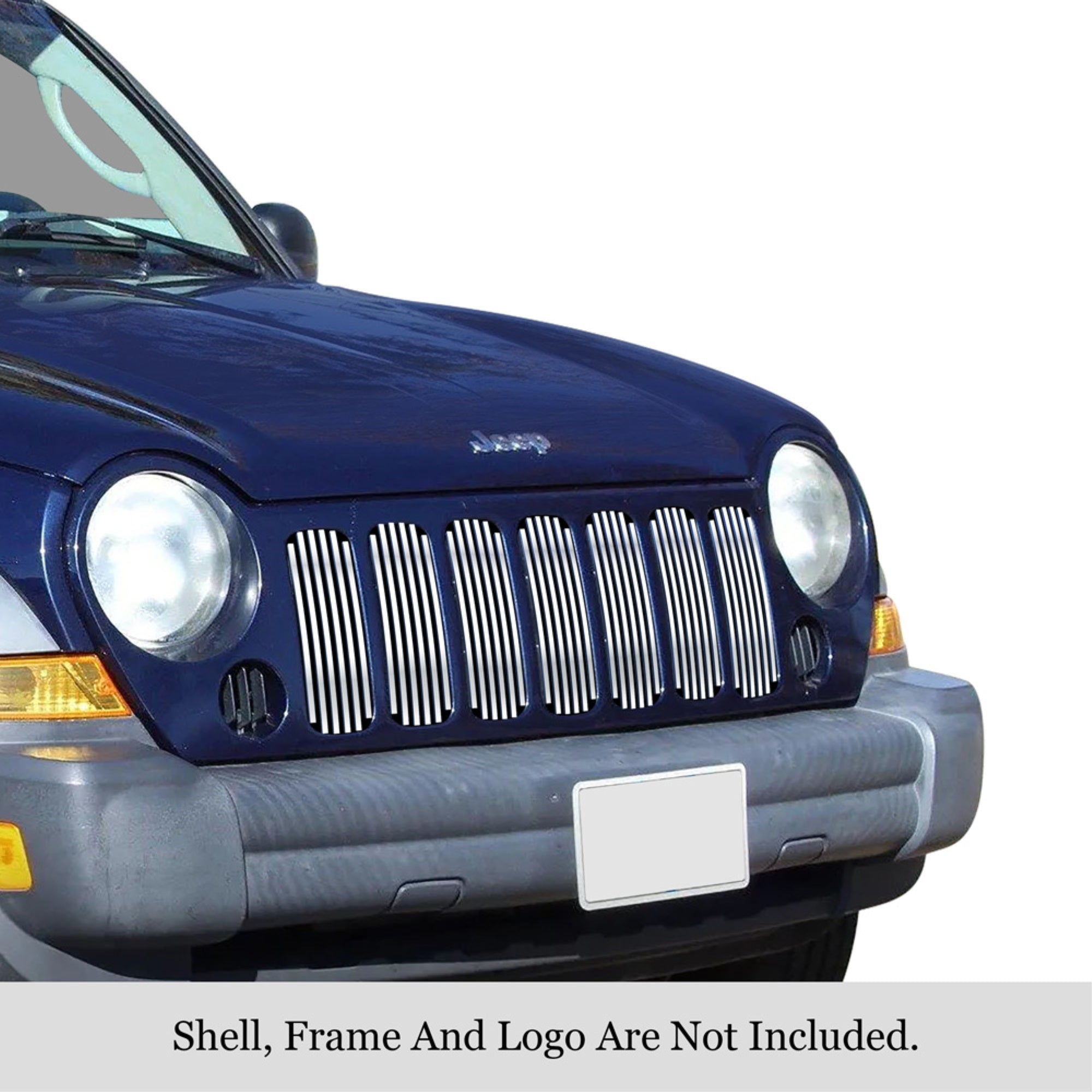 2005-2007 Jeep Liberty Not For Renegade 304 Stainless Steel Polished Finish 8X6 Vertical Billet Stainless Steel Billet Grille