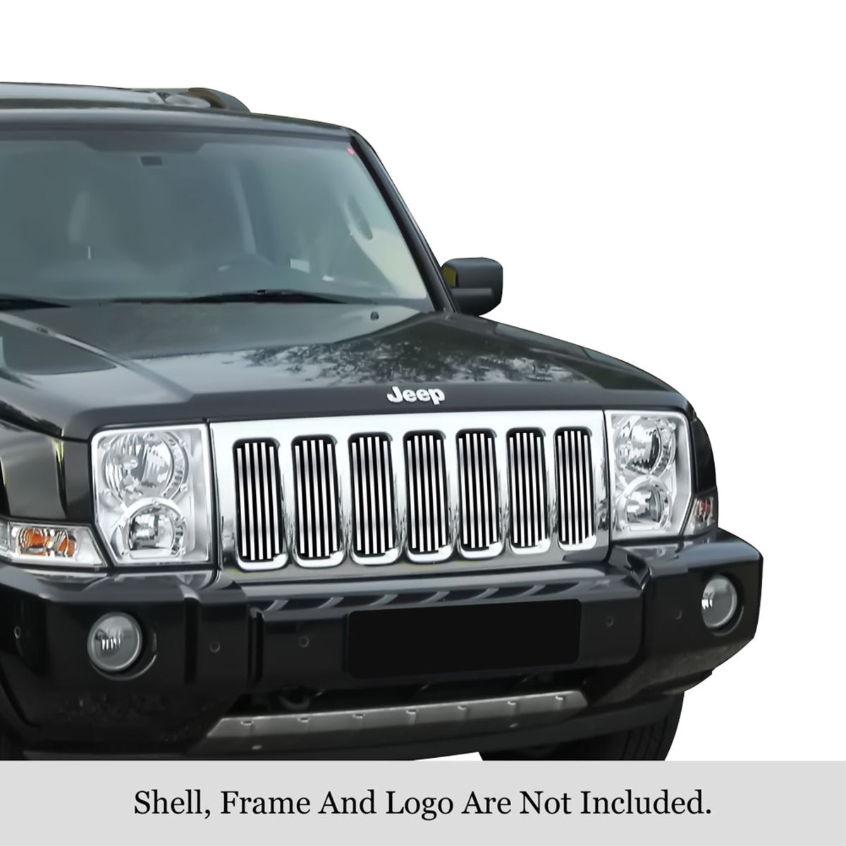 2006-2010 Jeep Commander 304 Stainless Steel Polished Finish 8X6 Vertical Billet Stainless Steel Billet Grille