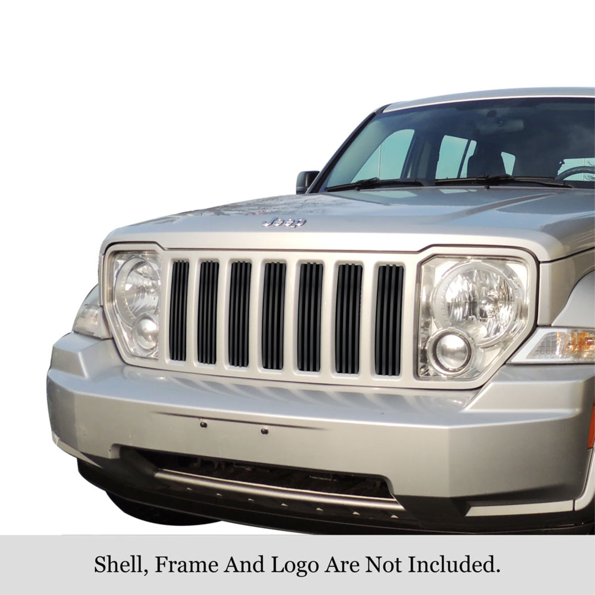 2008-2012 Jeep Liberty Stainless Steel Black Powder Coated Finish 8X6 Vertical Billet Black Stainless Steel Billet Grille