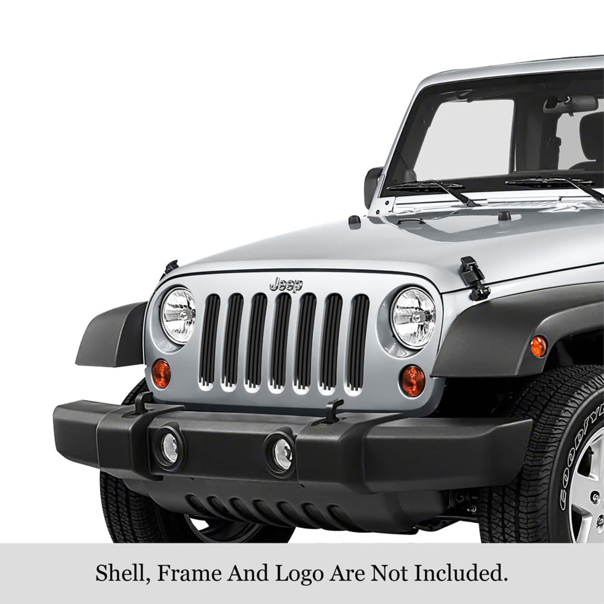 2007-2018 Jeep Wrangler Jk Stainless Steel Black Powder Coated Finish 8X6 Vertical Billet Black Stainless Steel Billet Grille