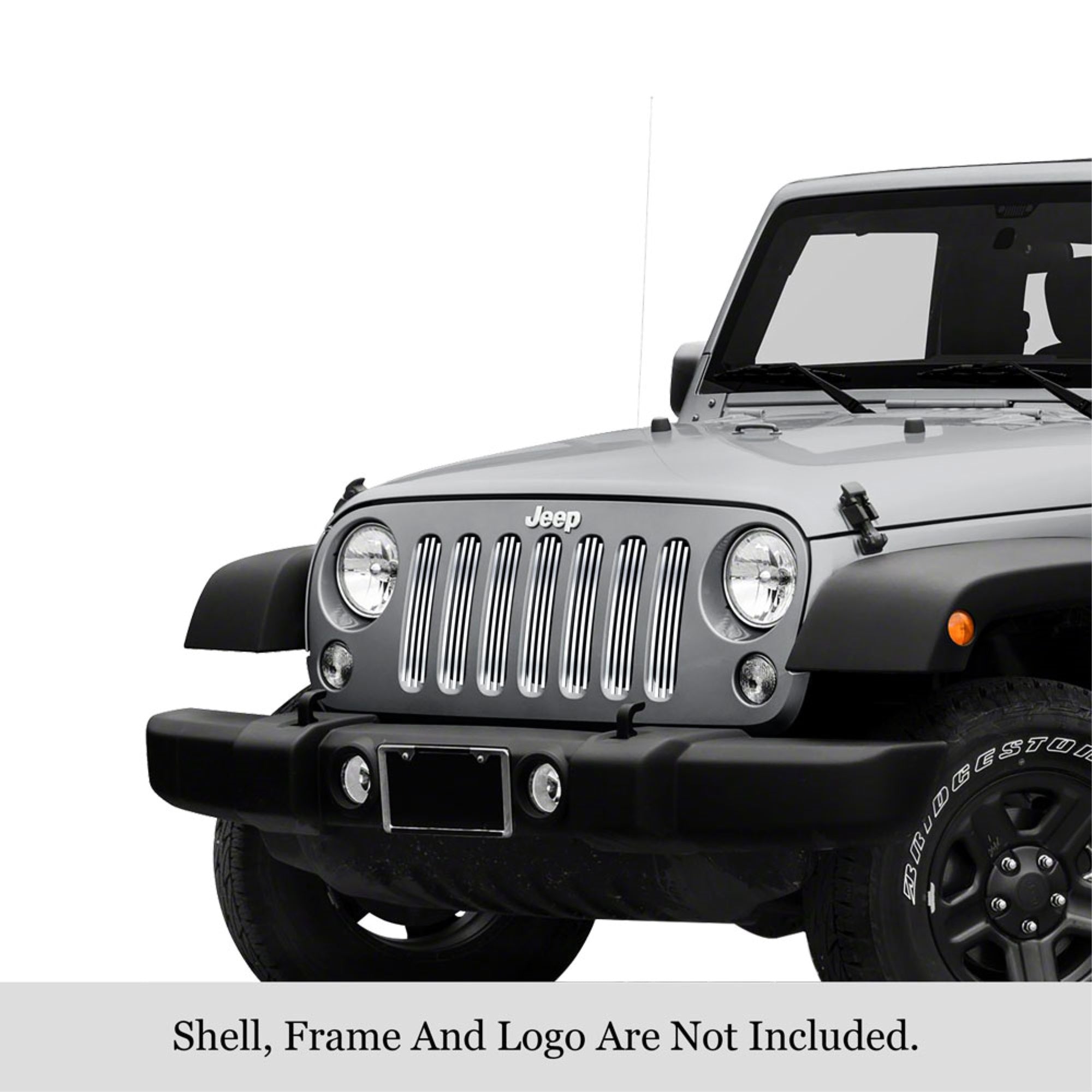 2007-2018 Jeep Wrangler Jk 304 Stainless Steel Polished Finish 8X6 Vertical Billet Stainless Steel Billet Grille
