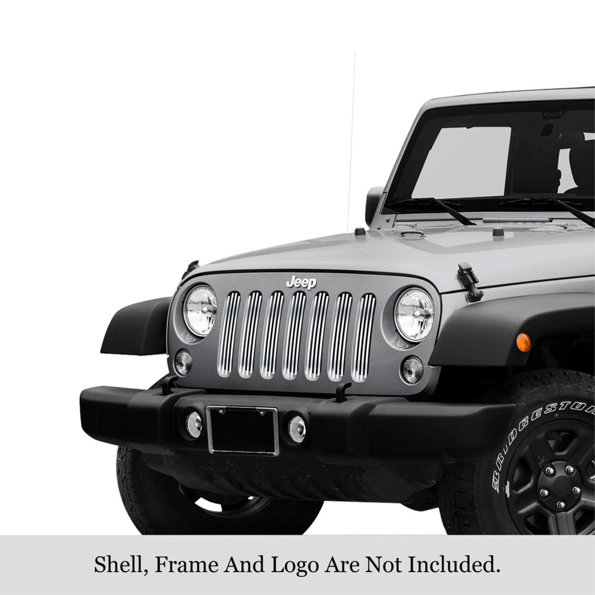 2007-2018 Jeep Wrangler Jk 304 Stainless Steel Polished Finish 8X6 Vertical Billet Stainless Steel Billet Grille