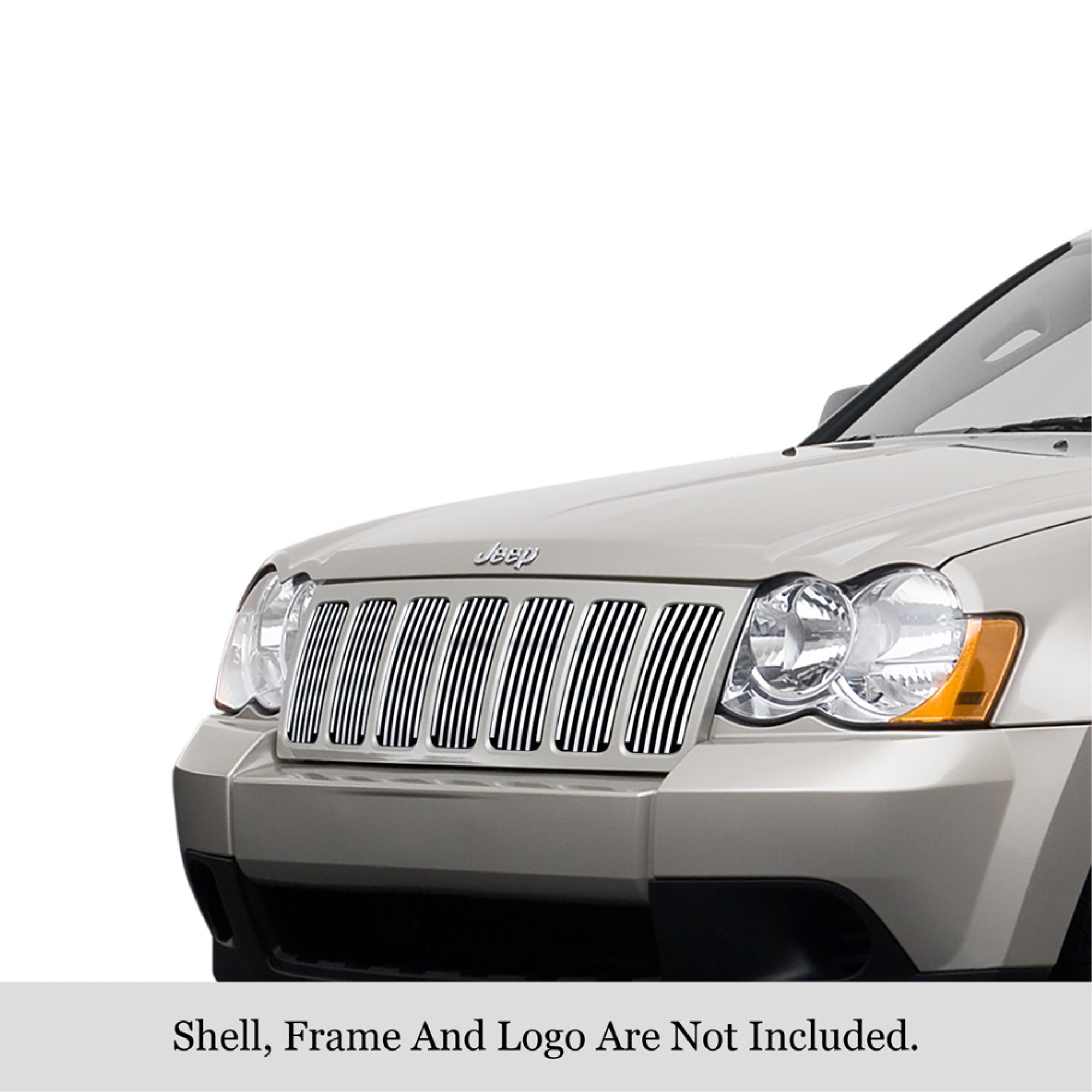 2006-2008 Jeep Grand Cherokee 2006-2008 Jeep Grand Cherokee Overland /2006-2008 Jeep Grand Cherokee Srt8 304 Stainless Steel Polished Finish 8X6 Vertical Billet Stainless Steel Billet Grille