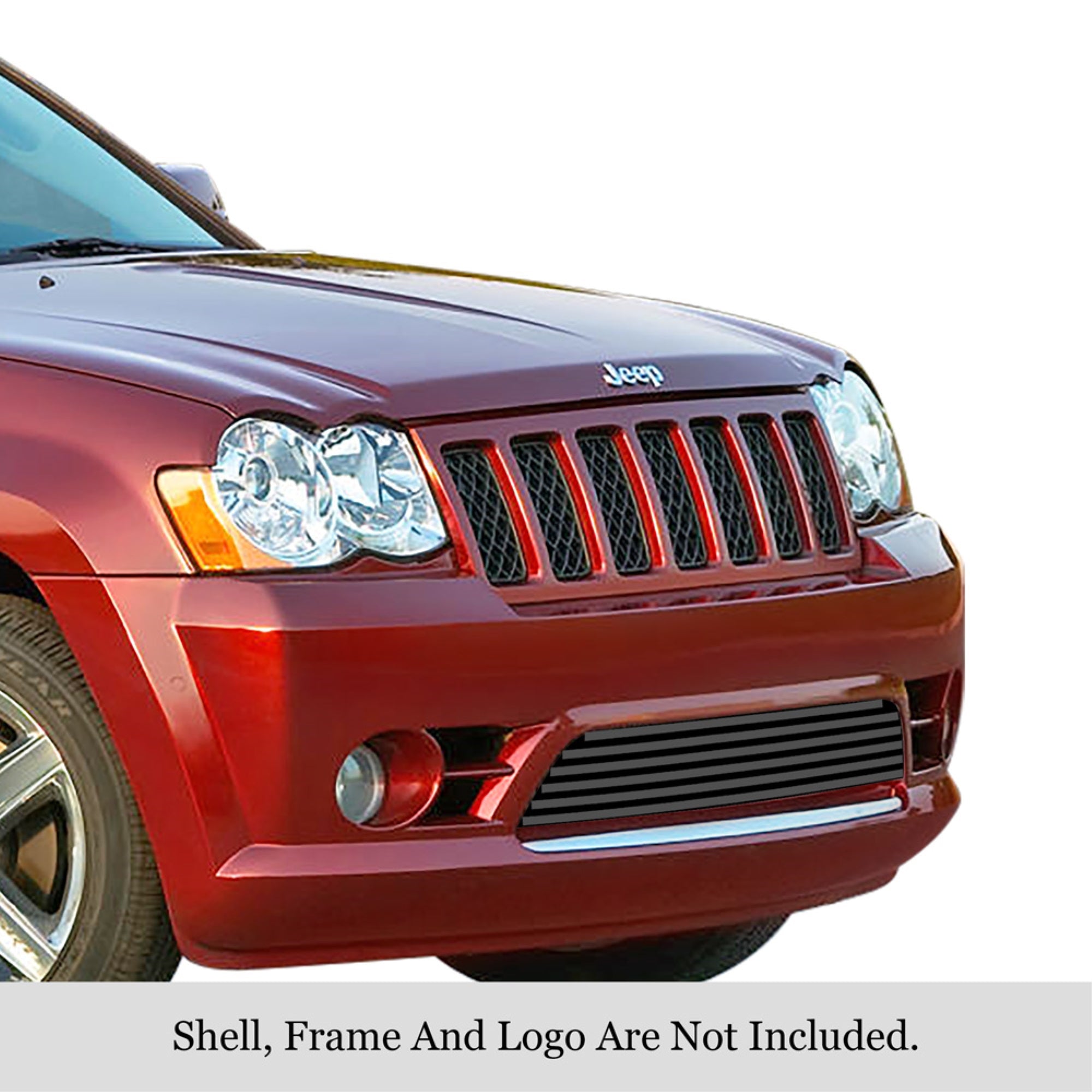 2009-2010 Jeep Grand Cherokee Srt8 Stainless Steel Black Powder Coated Finish 8X6 Horizontal Billet Black Stainless Steel Billet Grille
